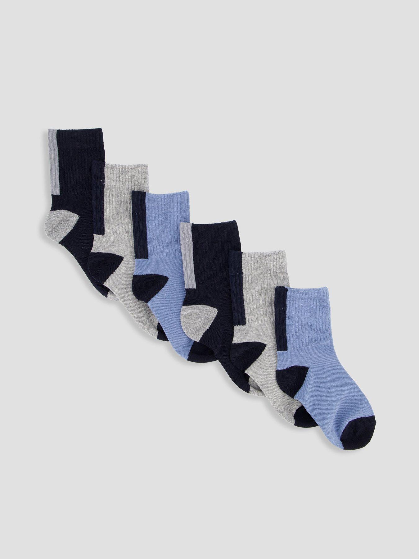 The Very Collection Contrast 6 Pack Socks - Blue