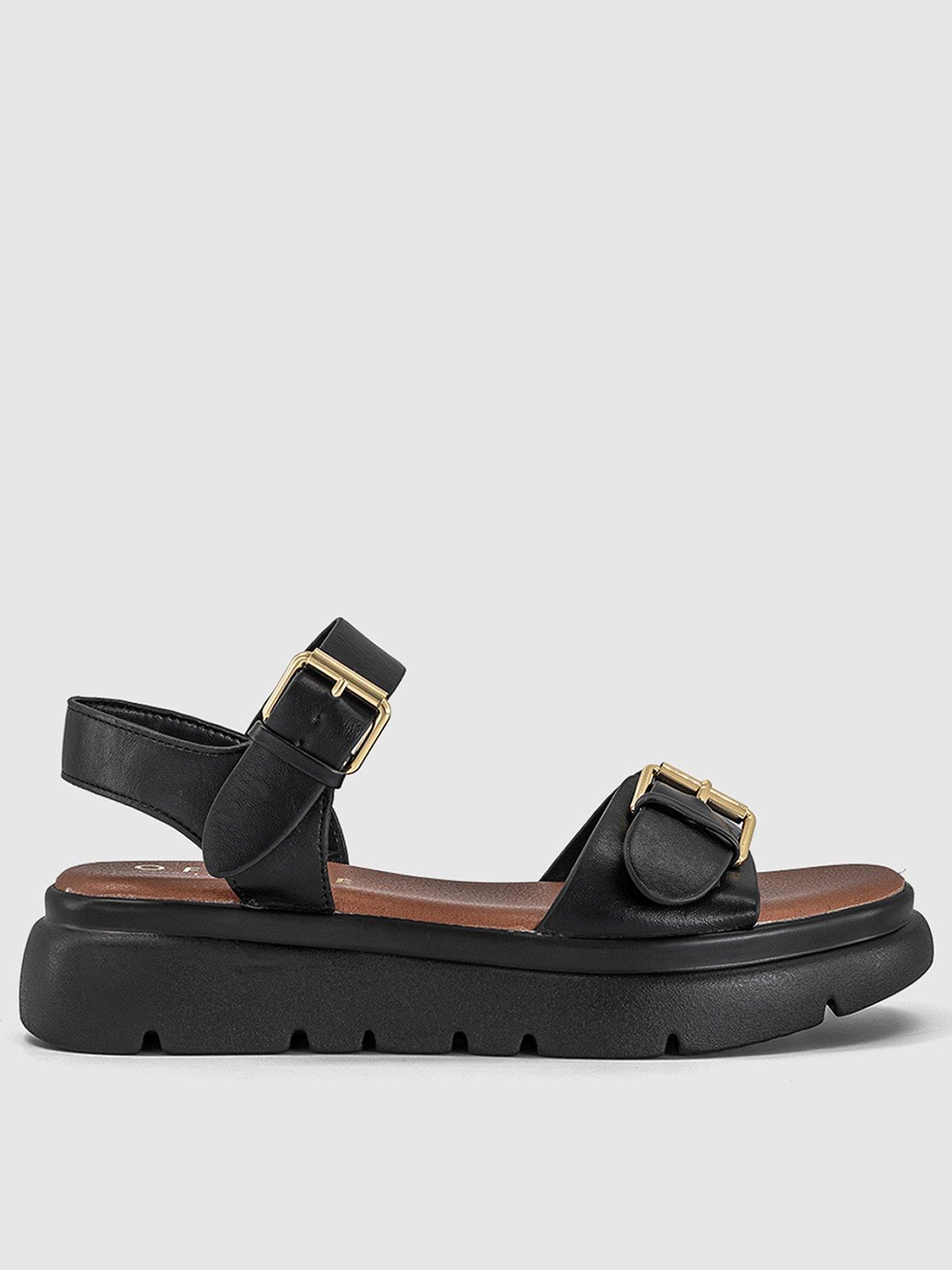 Image 1 of 5 of OFFICE Buckle Detail Platform Sandal - Black