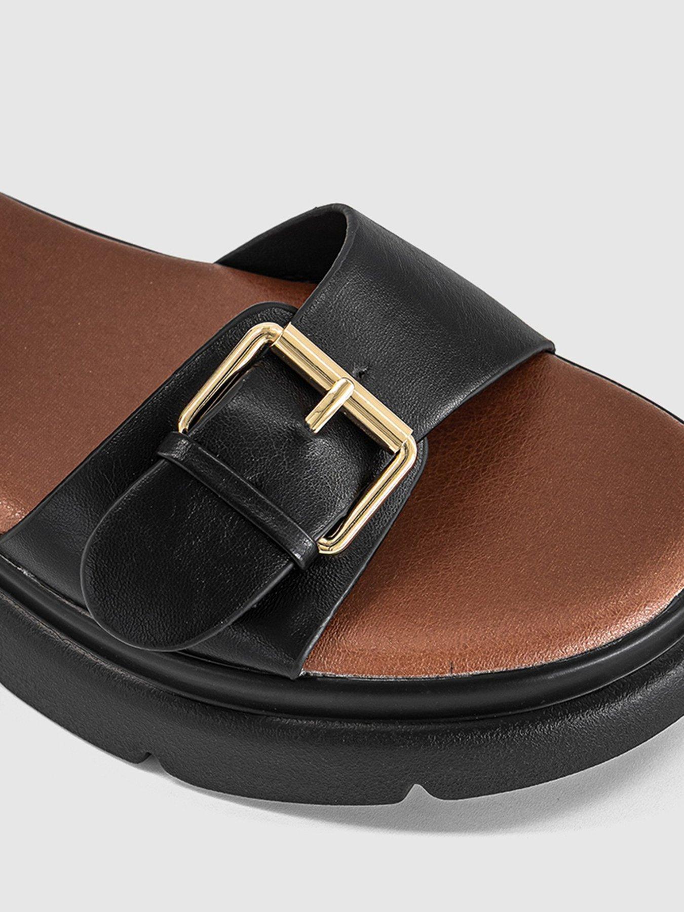 Image 4 of 5 of OFFICE Buckle Detail Platform Sandal - Black