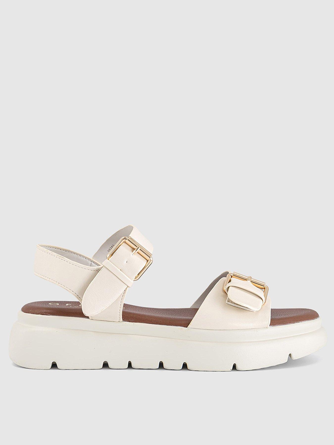 Image 1 of 5 of OFFICE Buckle Detail Platform Sandals - White&nbsp;
