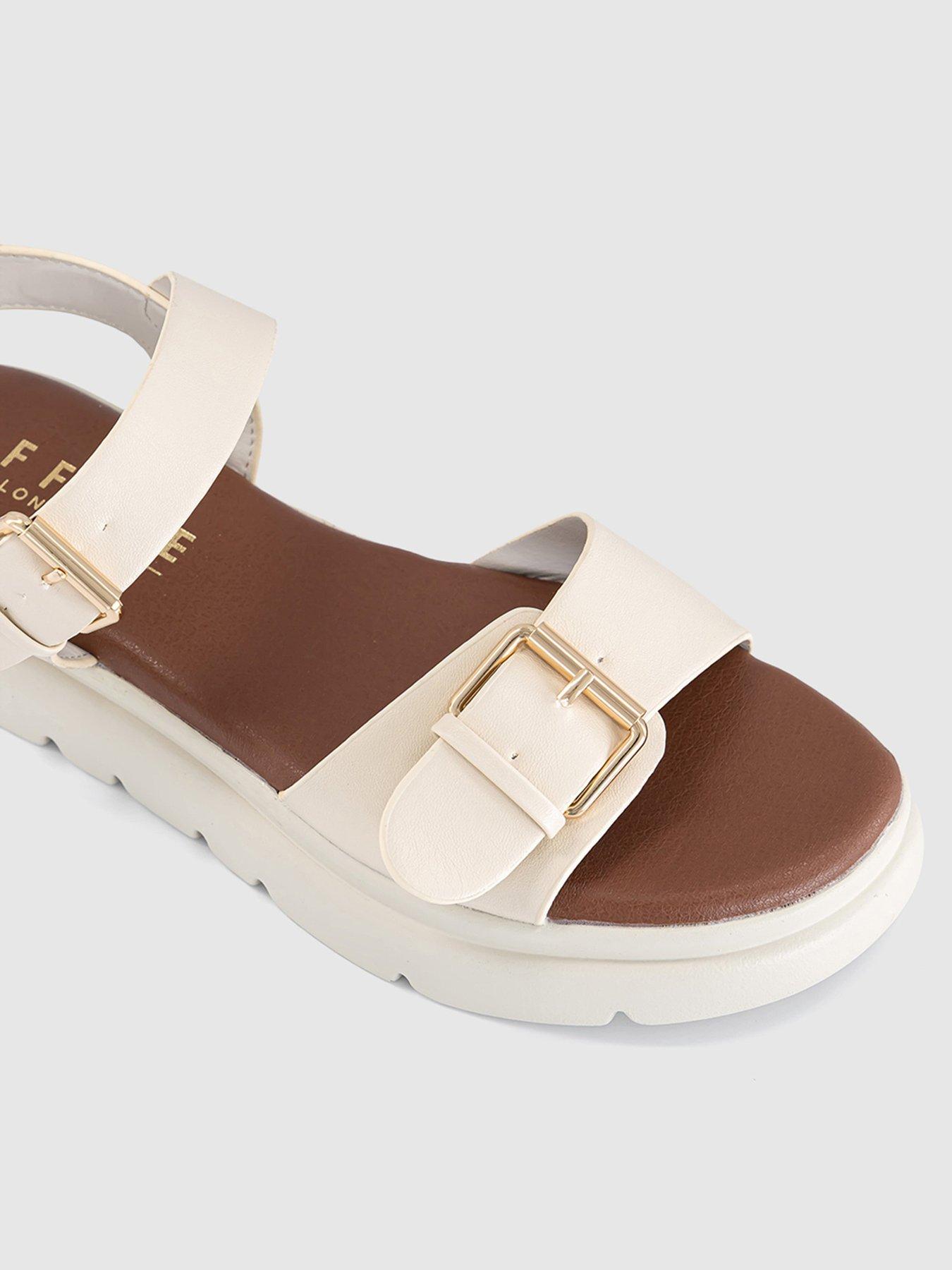 Image 4 of 5 of OFFICE Buckle Detail Platform Sandals - White&nbsp;