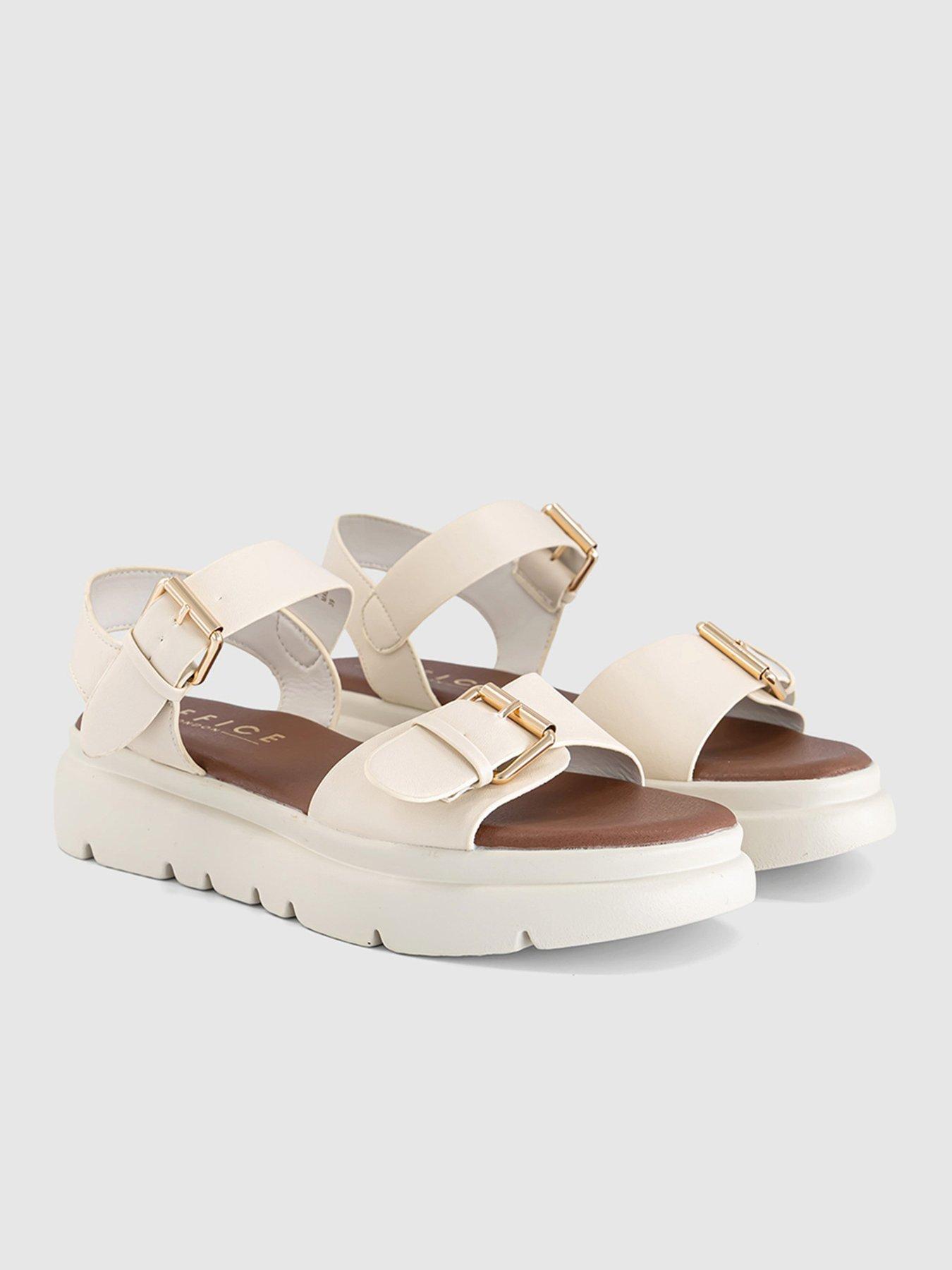 Image 5 of 5 of OFFICE Buckle Detail Platform Sandals - White&nbsp;