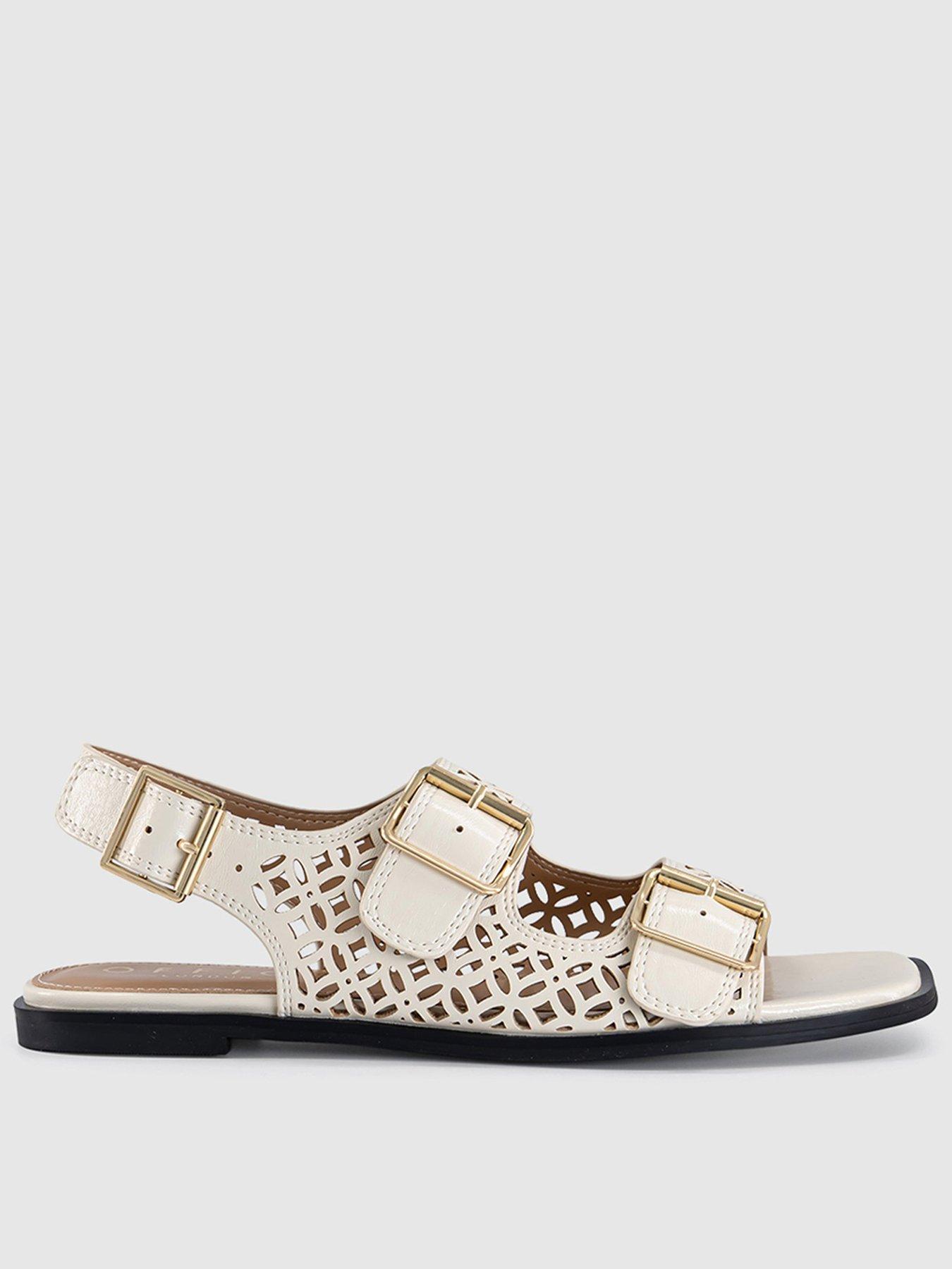 OFFICE Sienna - Laser Cut Buckle Detail Sandal - Off White