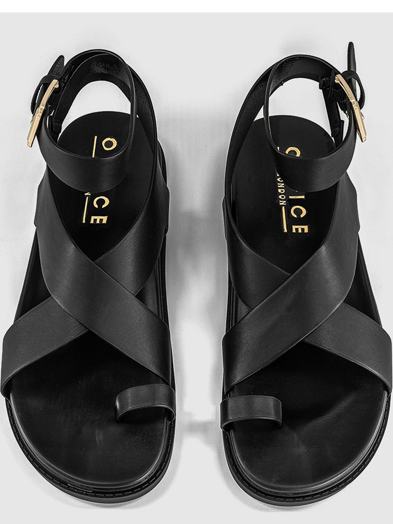 Image 2 of 4 of OFFICE Simone - Toe Loop Ankle Strap Footbed Sandal - Black