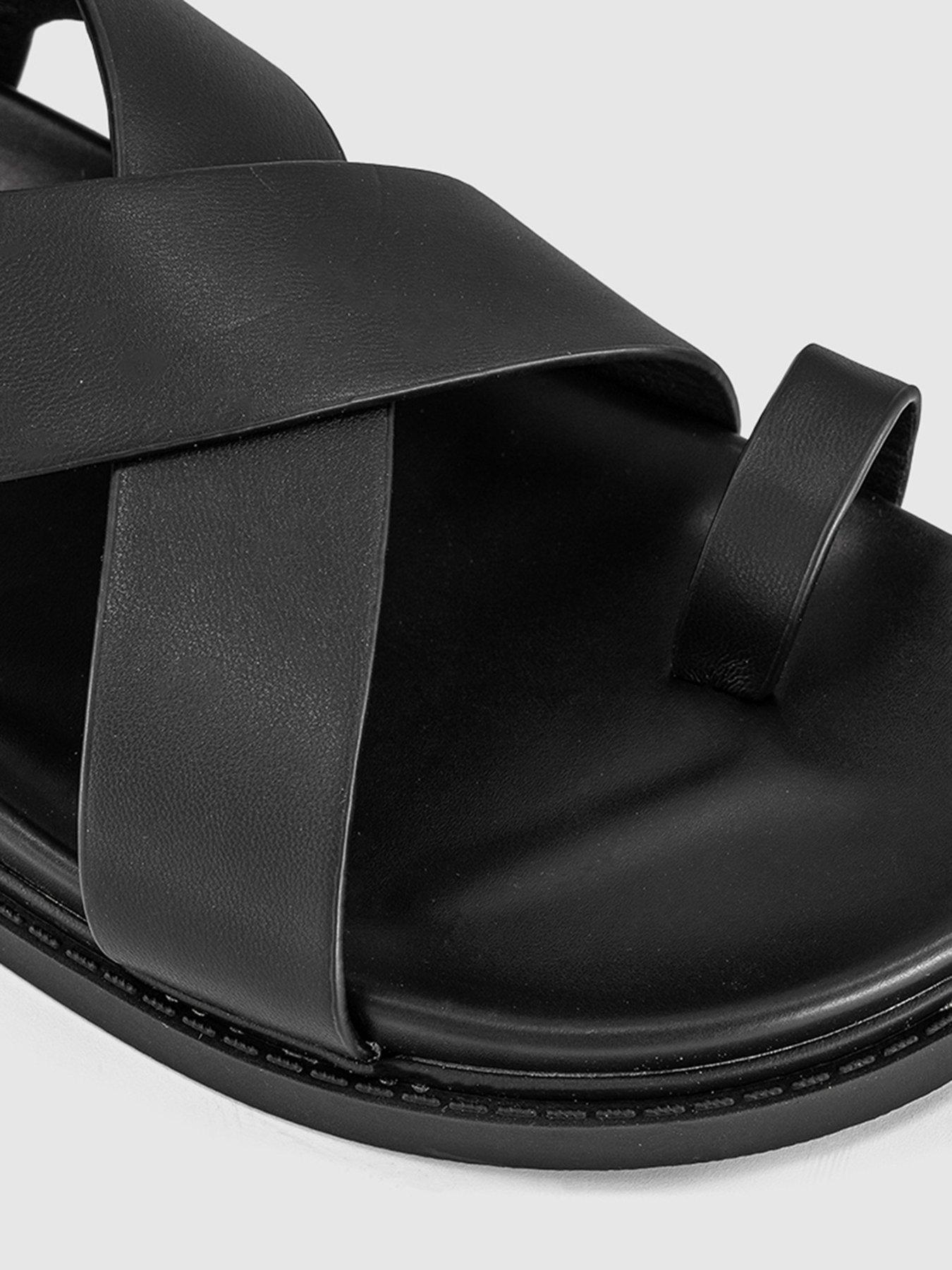 Image 4 of 4 of OFFICE Simone - Toe Loop Ankle Strap Footbed Sandal - Black
