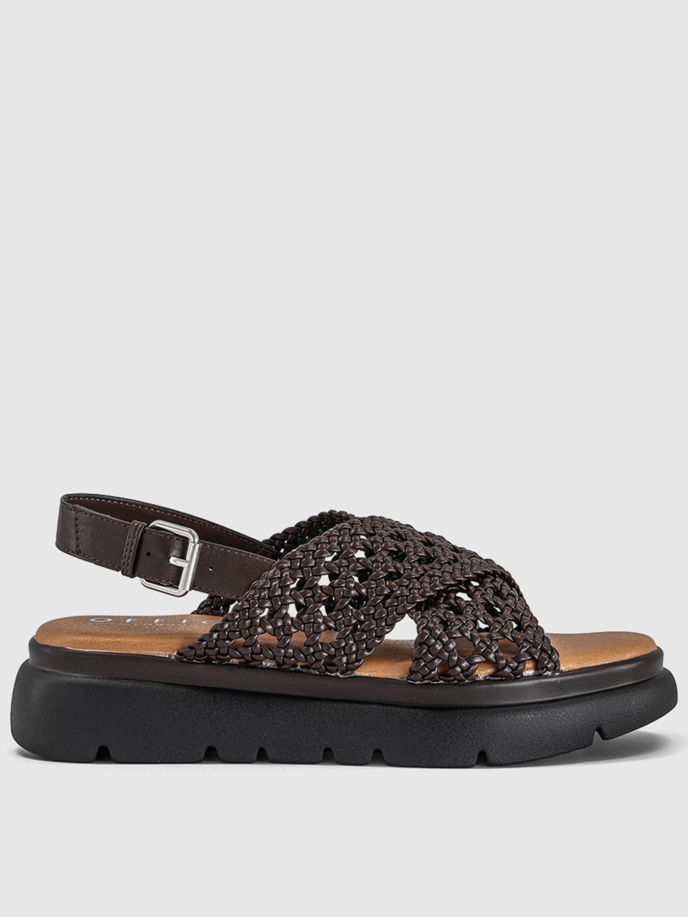 front image of office-suki-woven-cross-over-platform-sandal-brown