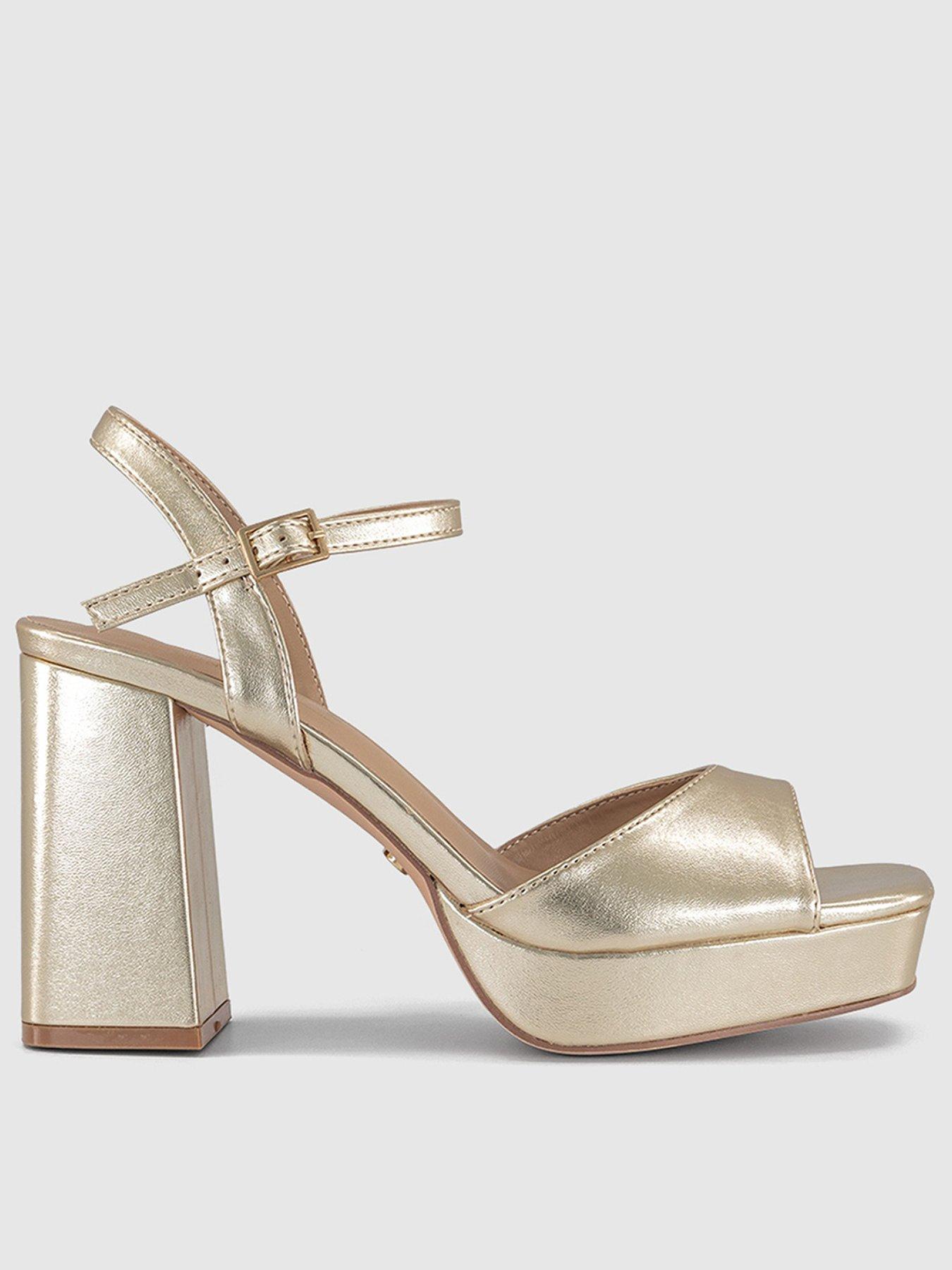 front image of office-helix-two-part-platform-heeled-sandal-gold