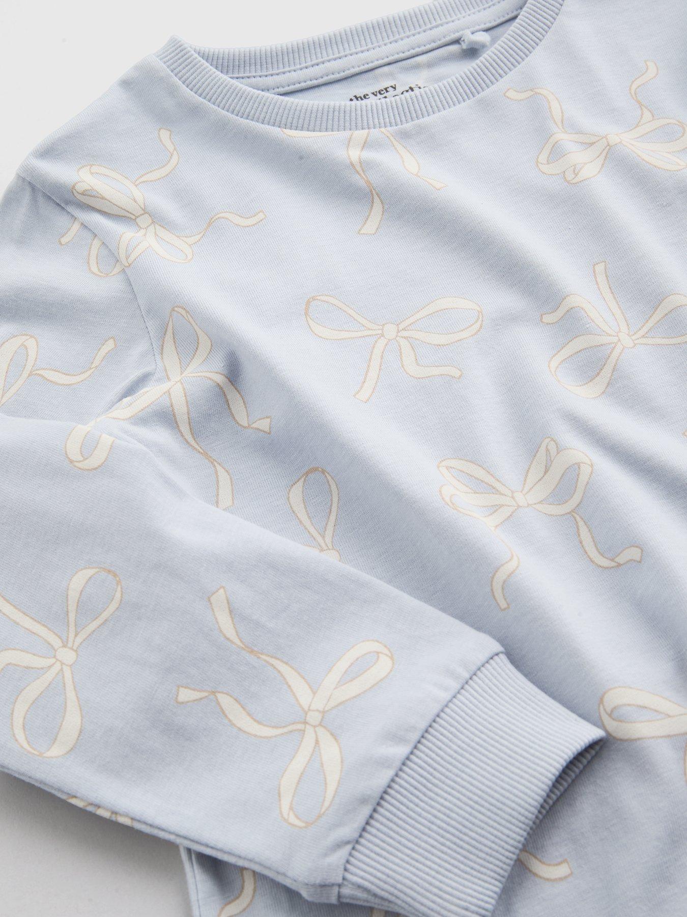 Image 5 of 5 of The Very Collection Girls Bow Print Pyjama Set - Blue