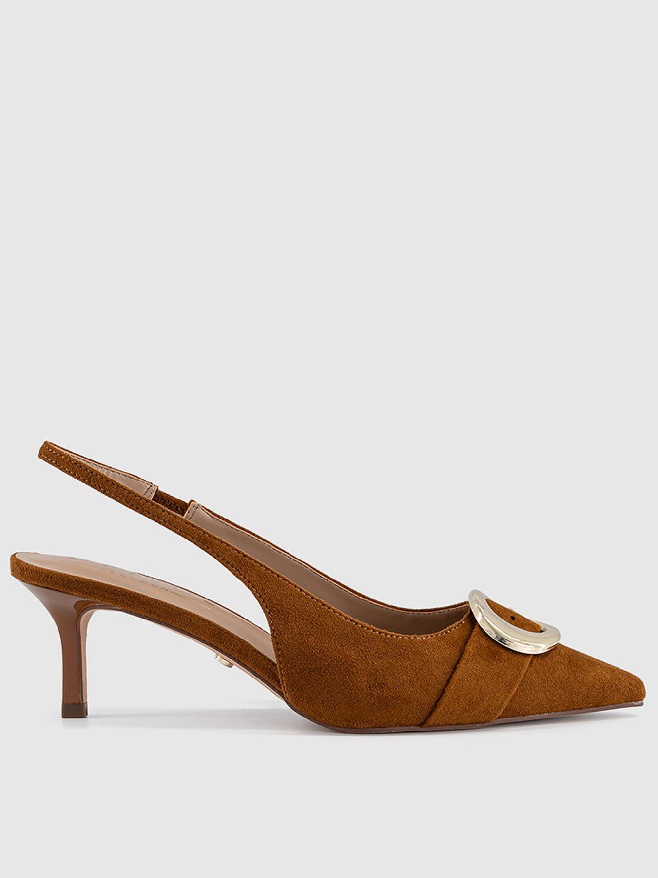 OFFICE Maeva- Buckle Trim Slingback - Tan Faux Suede