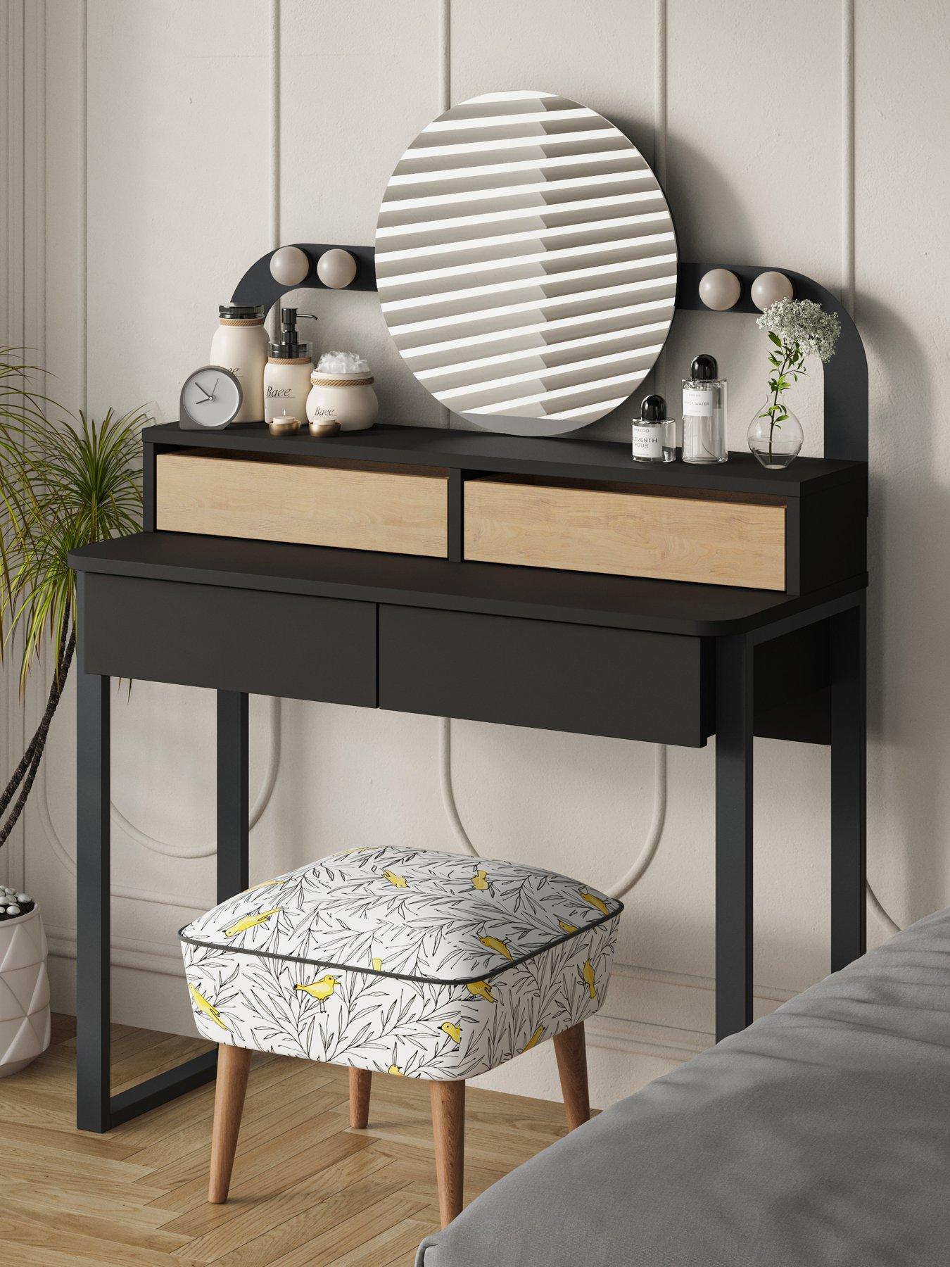 front image of decortie-lora-dressing-table-black-oak