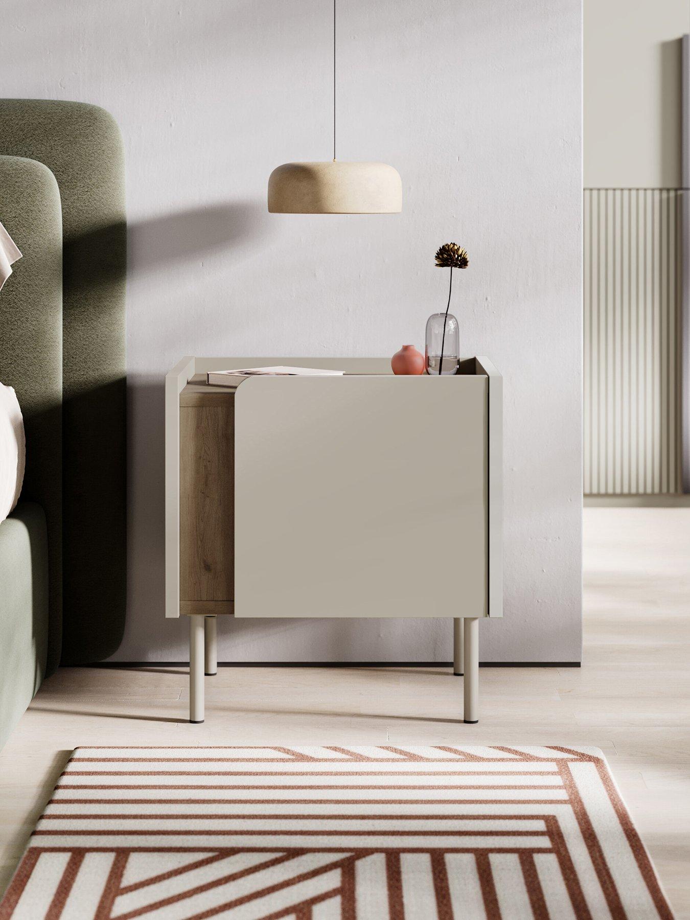 front image of decortie-norm-bedside-table-sandstone