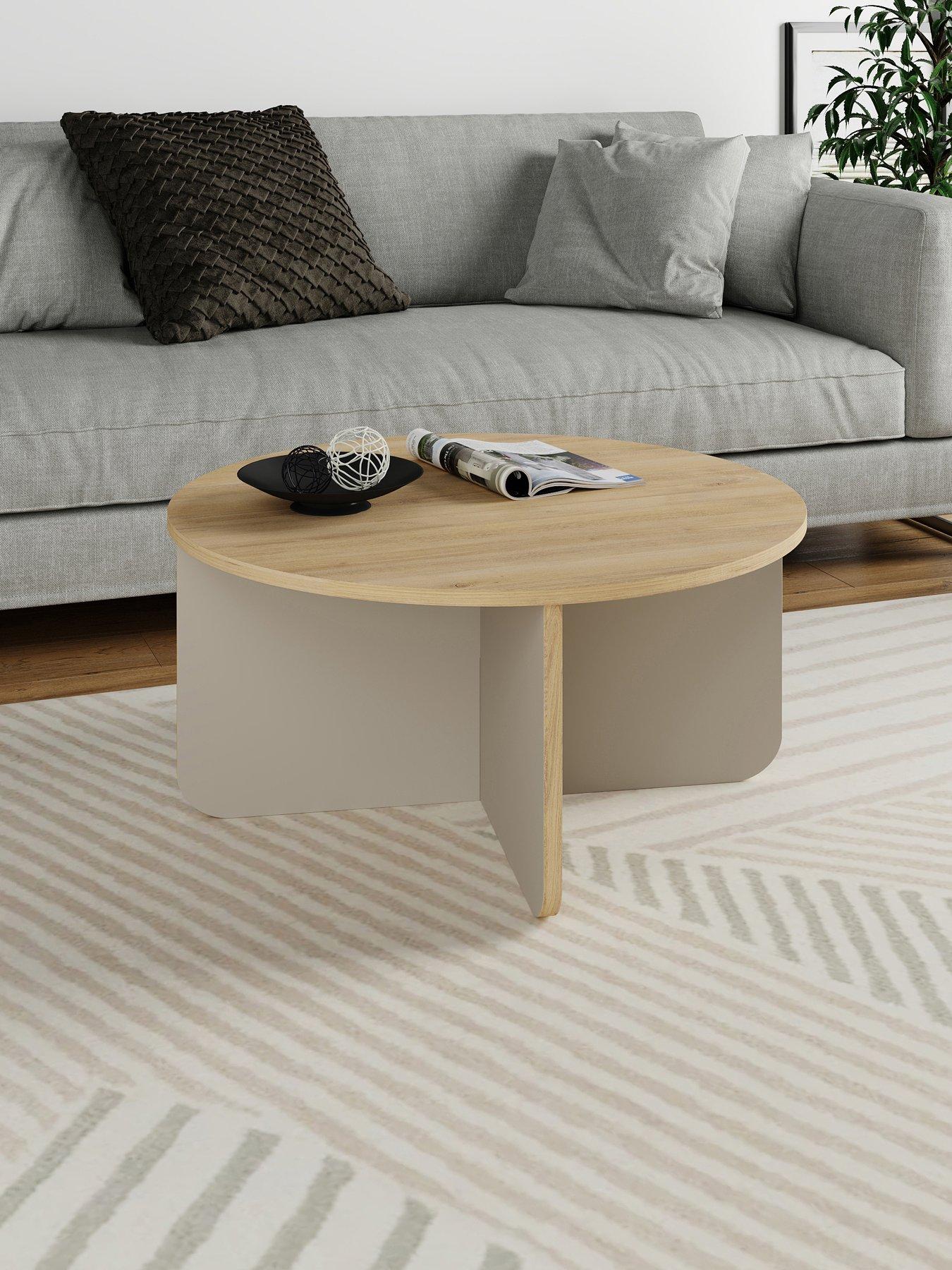  image of decortie-hillary-round-coffee-table-oak-sandstone