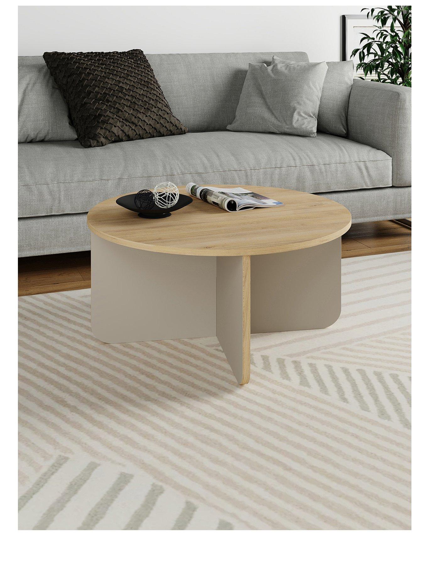  image of decortie-hillary-round-coffee-table-oak-sandstone