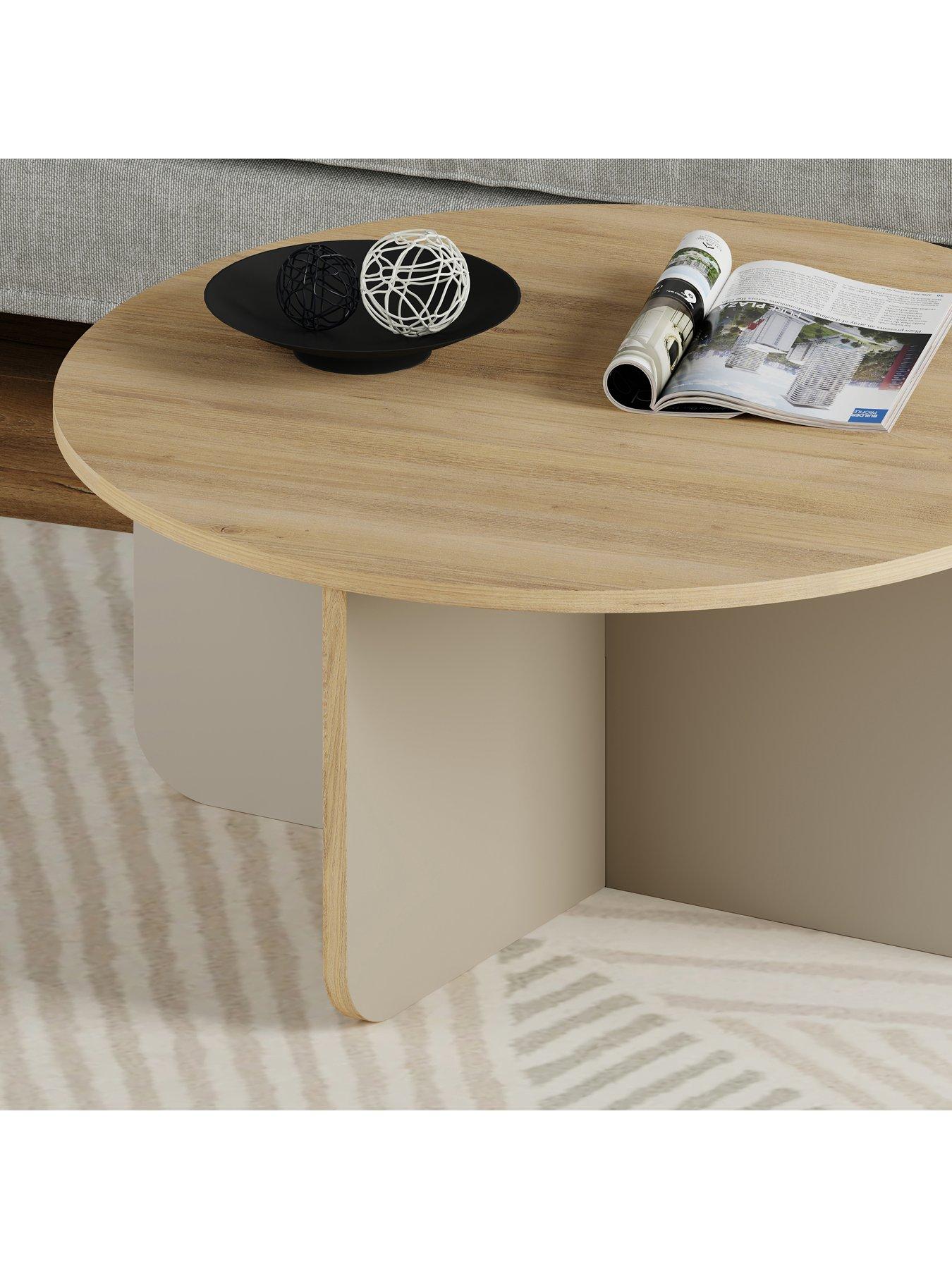  image of decortie-hillary-round-coffee-table-oak-sandstone