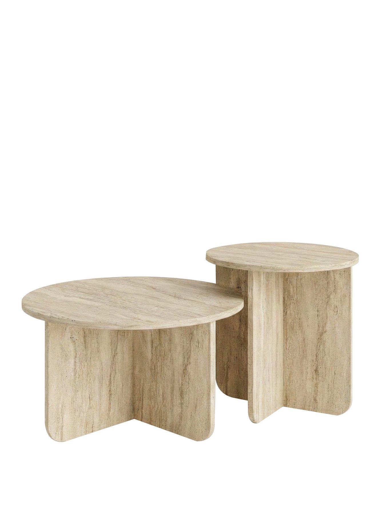  image of decortie-hillary-set-2-coffee-tables--travertine