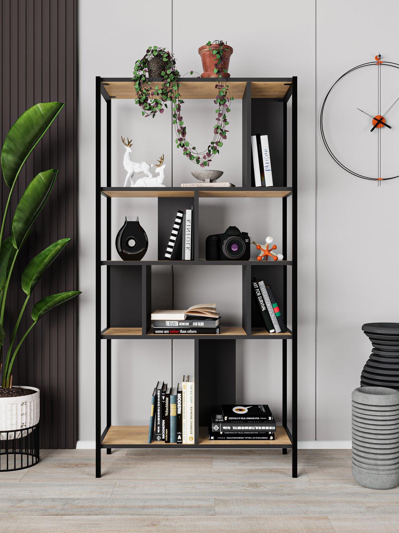  image of decortie-midi-bookcase-oak-black