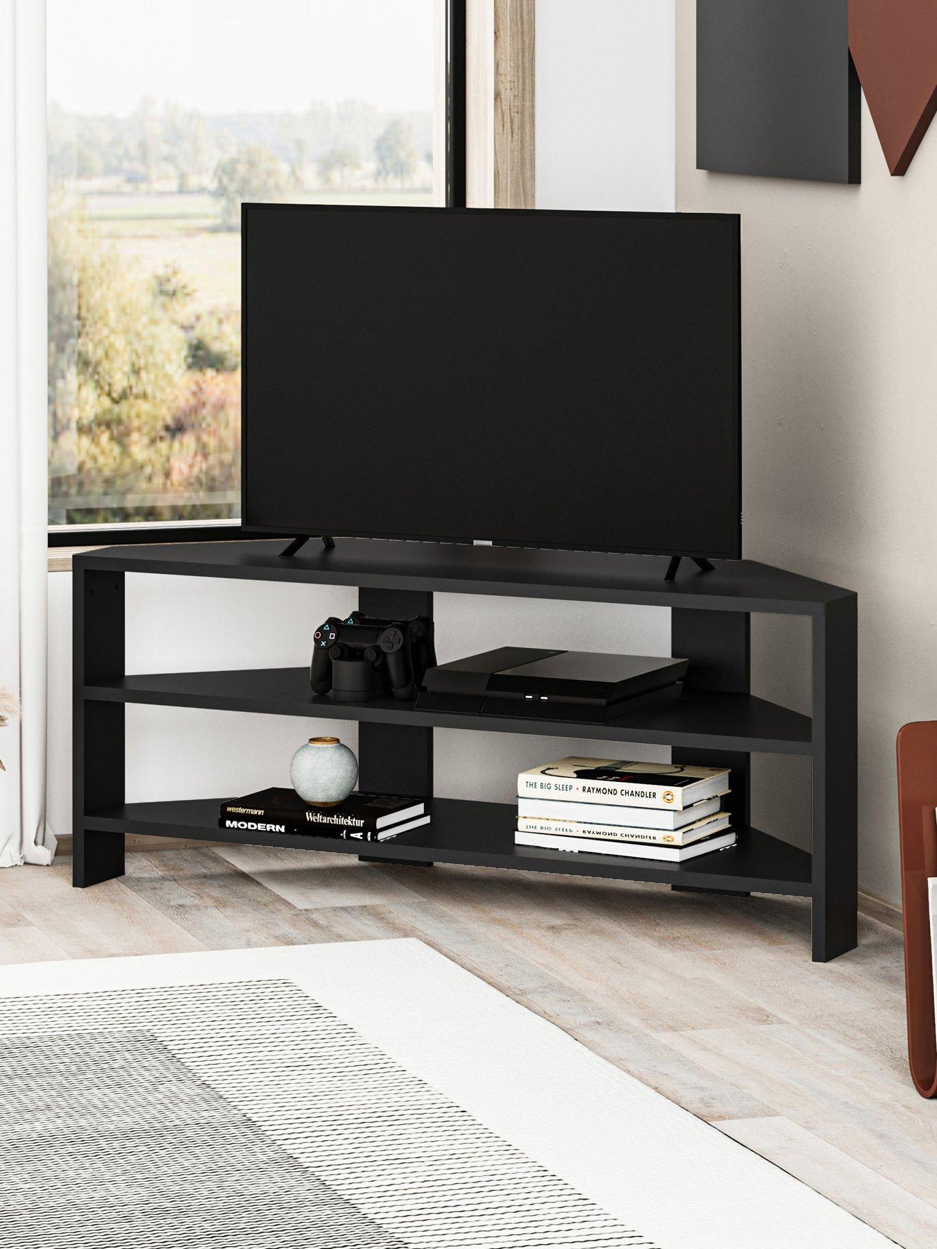  image of decortie-thales-corner-tv-stand-black