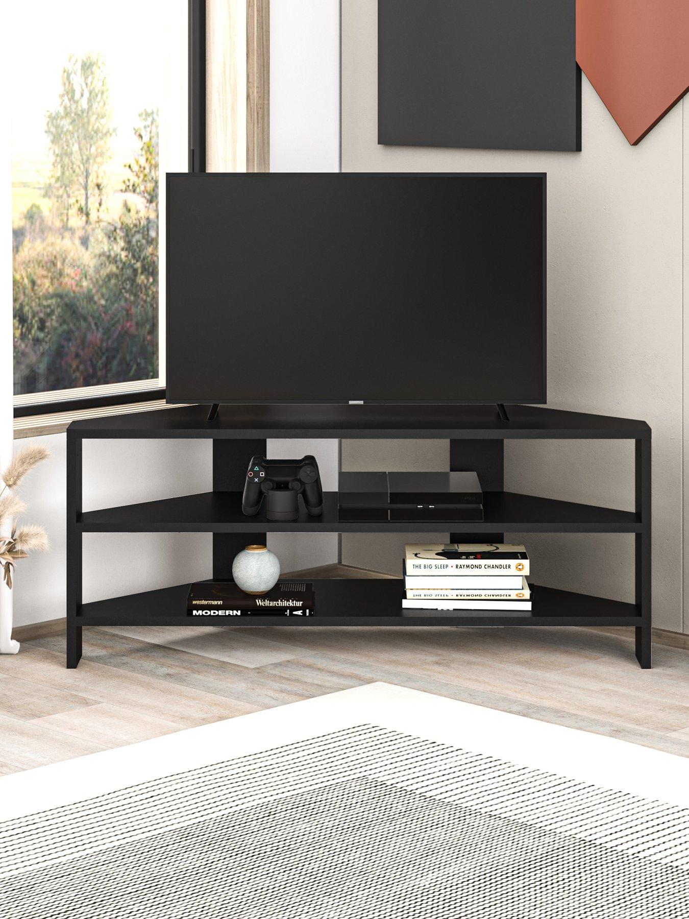  image of decortie-thales-corner-tv-stand-black