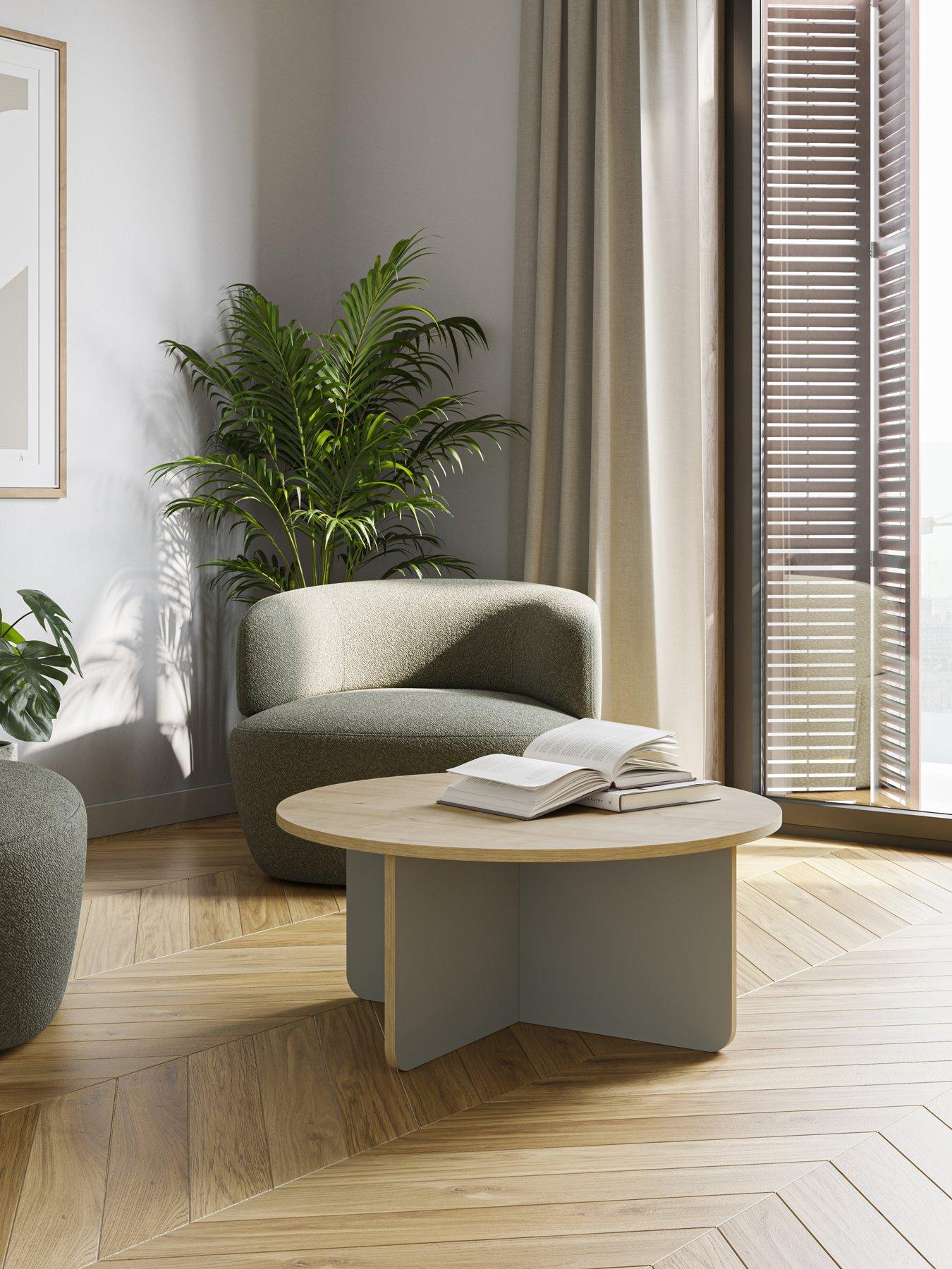 Decortie Hillary Round Coffee Table - Oak / Green