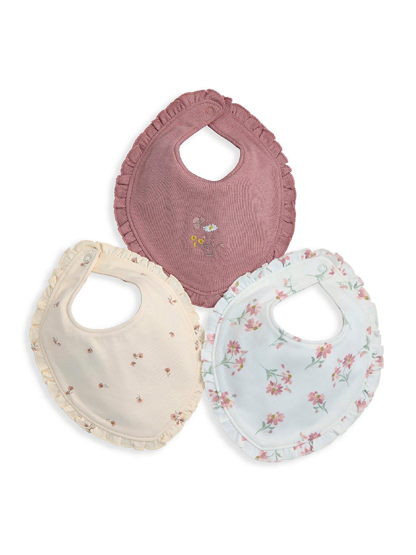 Mamas & Papas Baby Girls 3 Pack Bandana Floral Frill Bibs - Pink