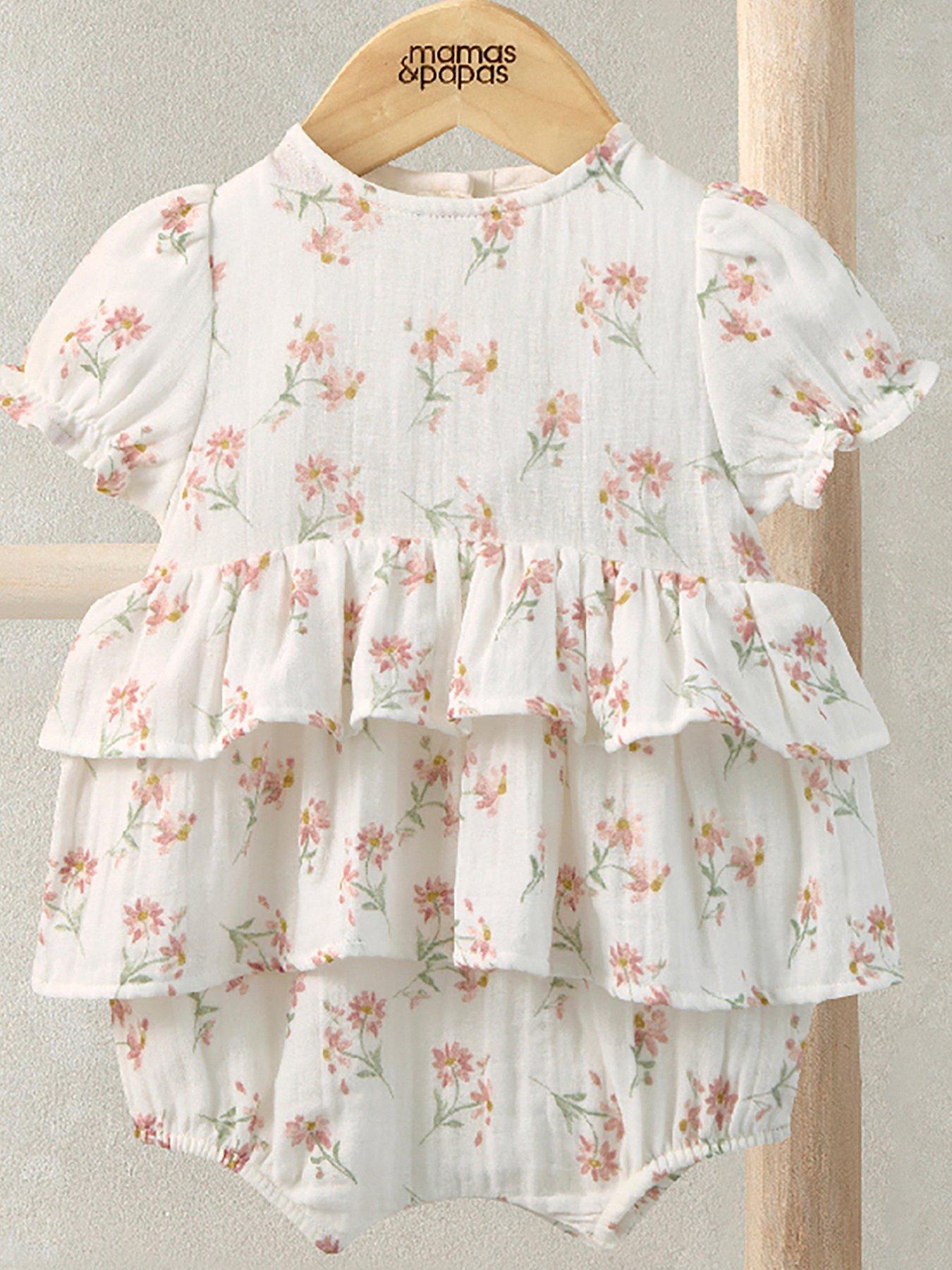 Image 2 of 4 of Mamas & Papas Baby Girls Daisy Peplum Shortie Romper - Pink