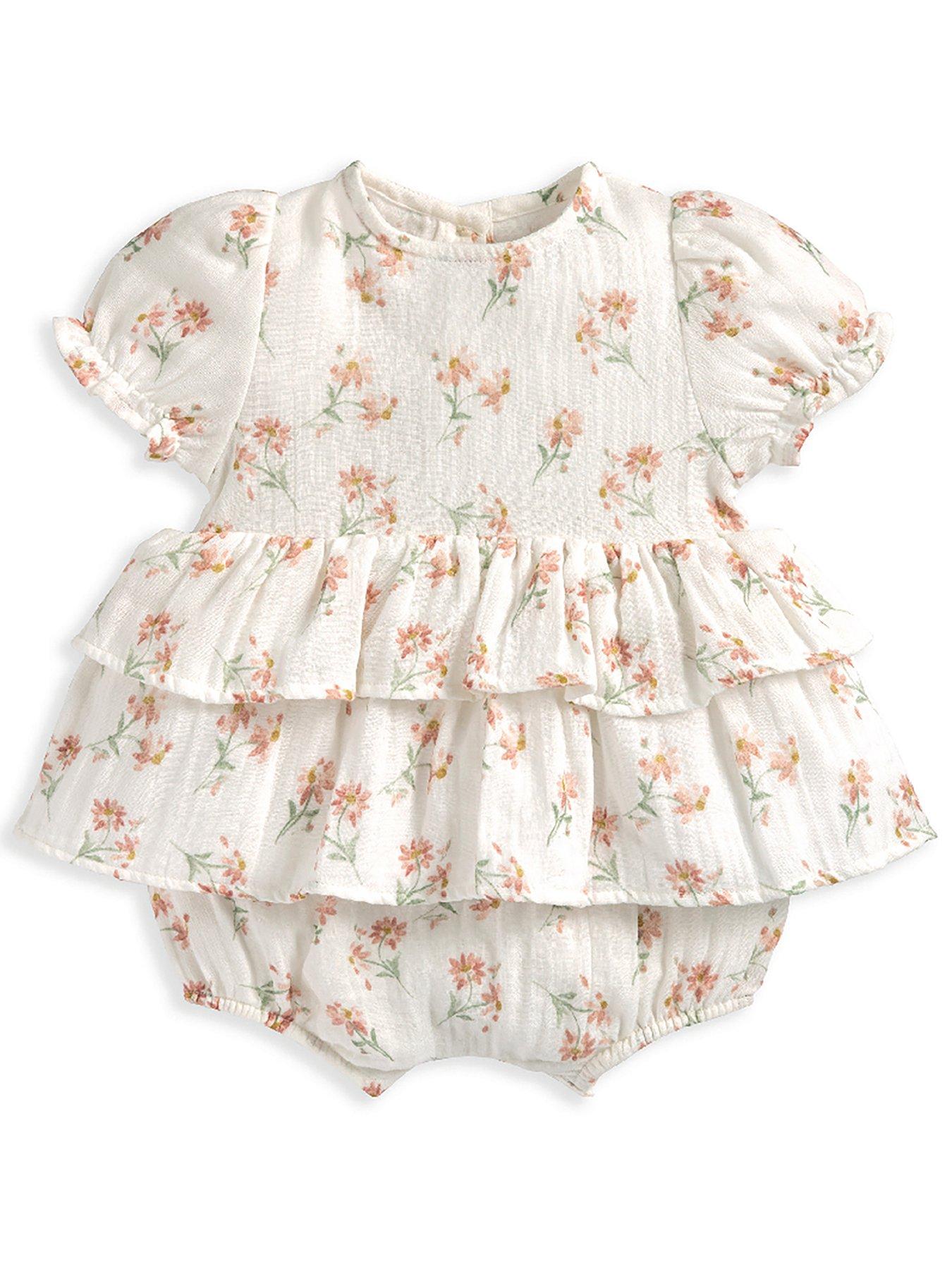 Image 3 of 4 of Mamas & Papas Baby Girls Daisy Peplum Shortie Romper - Pink