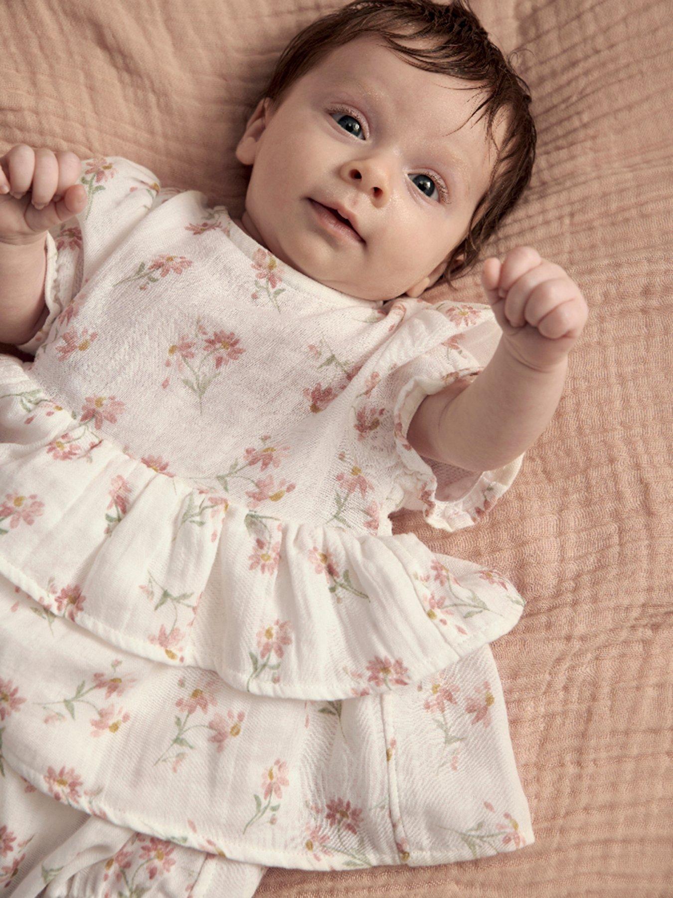 Image 4 of 4 of Mamas & Papas Baby Girls Daisy Peplum Shortie Romper - Pink