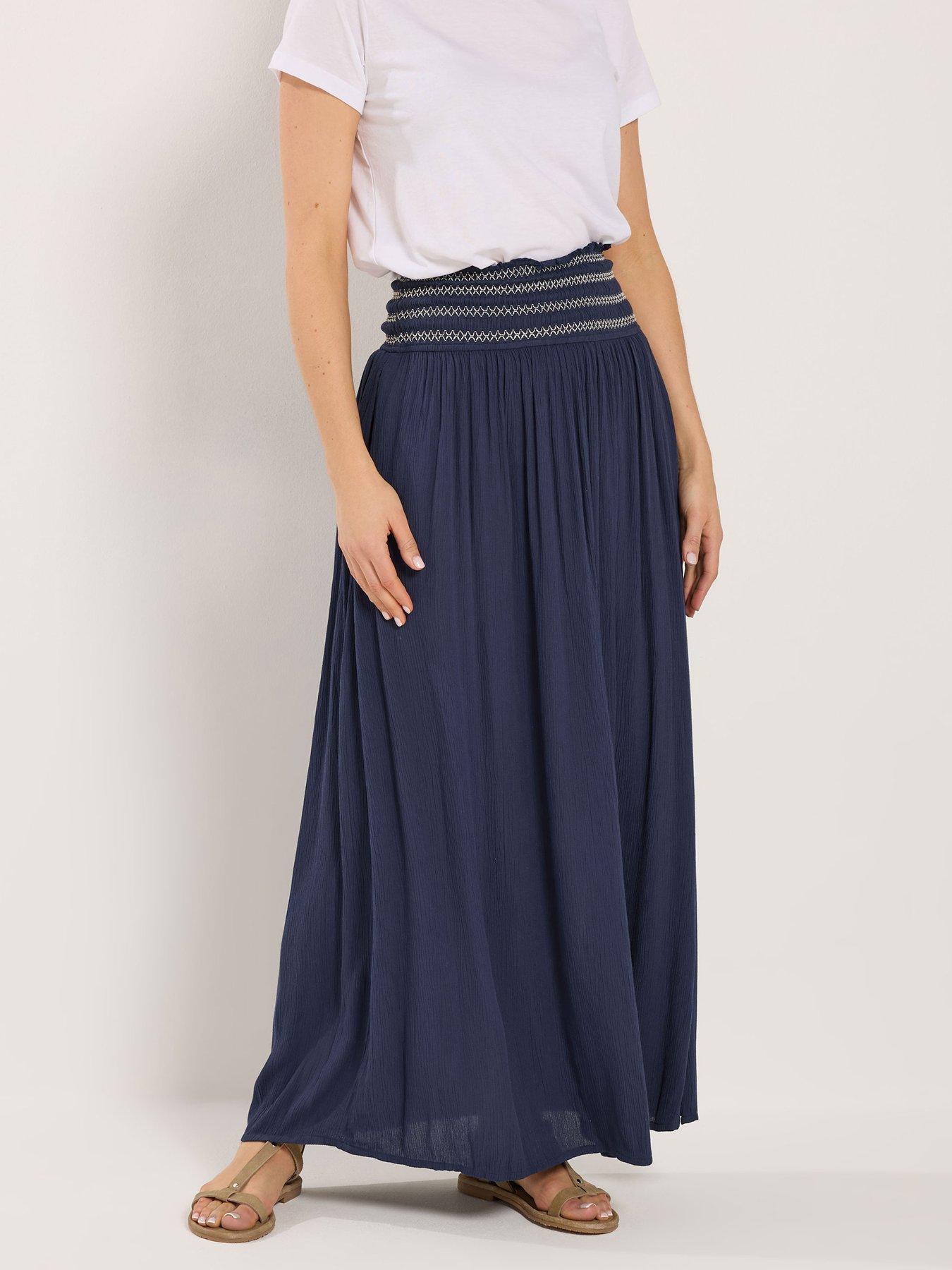 Long Tall Sally Embroidered Waist Maxi Skirt - Blue