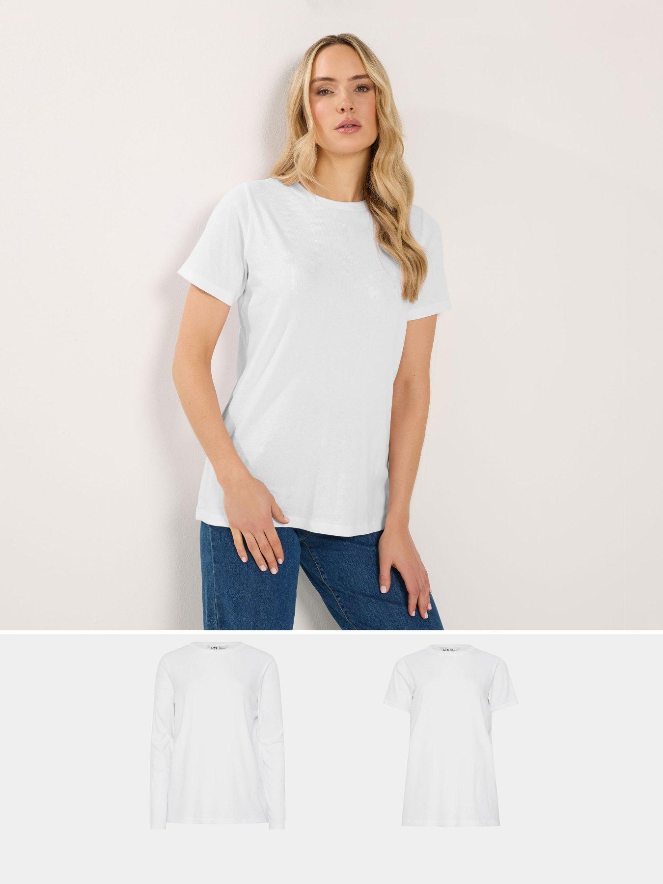 Long Tall Sally 2 Pack Long And Short Sleeve T-Shirt - White