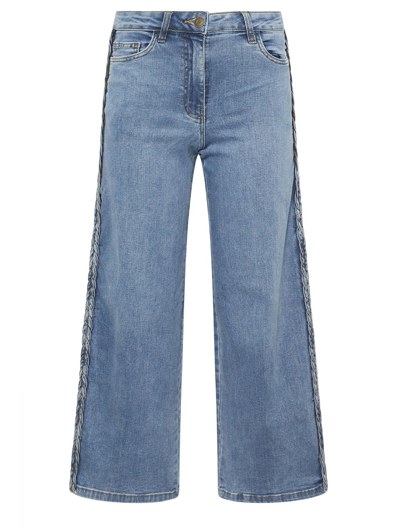 Image 5 of 5 of PixieGirl Petite Plait Side Wide Leg Stretch Jean - Blue
