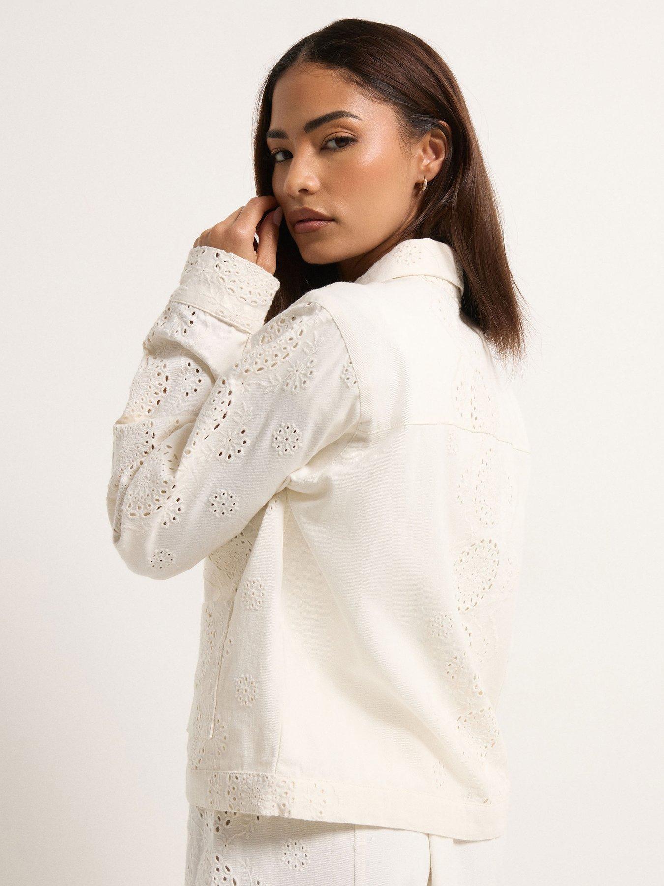  image of pixiegirl-petite-broderie-boxy-jacket-white