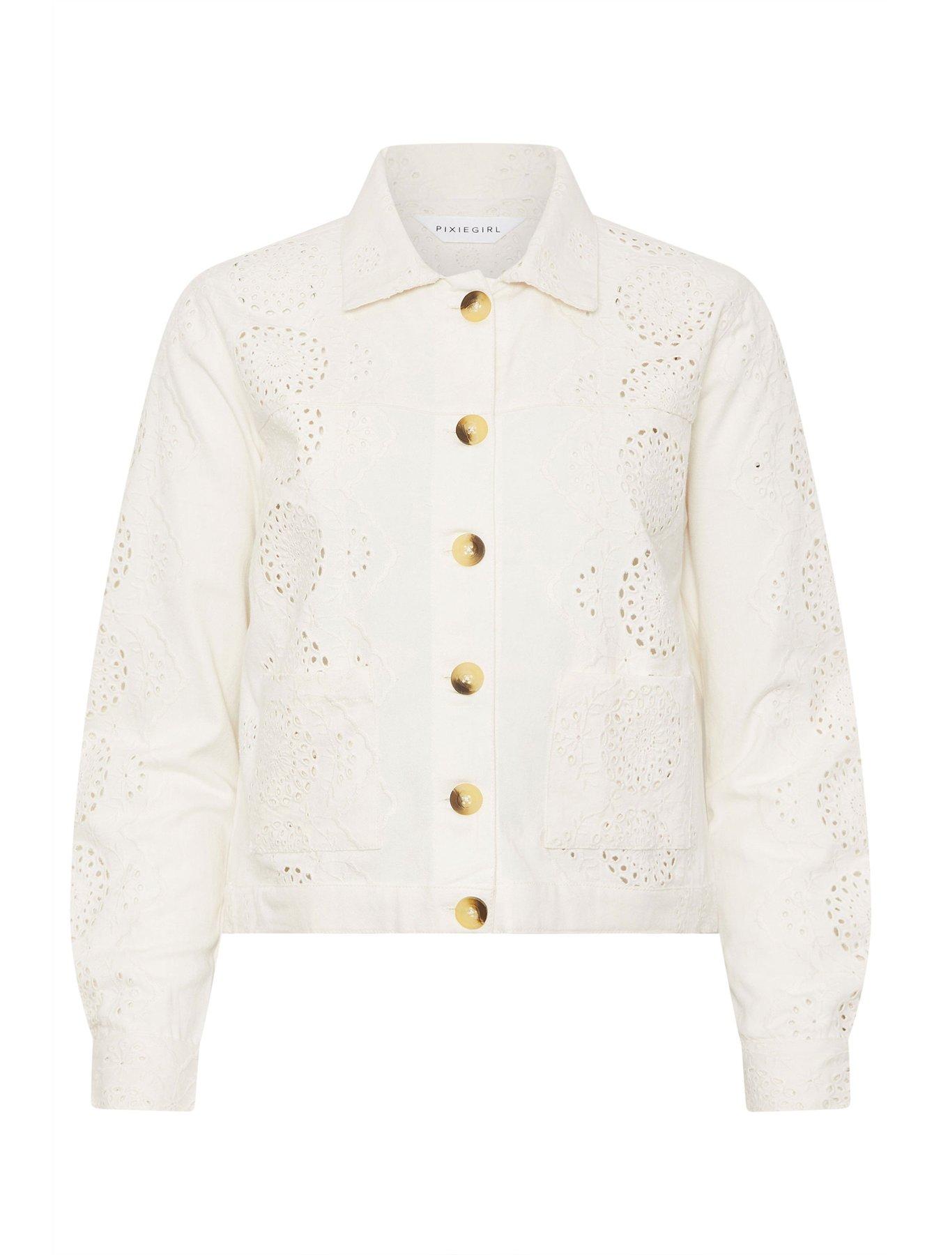  image of pixiegirl-petite-broderie-boxy-jacket-white