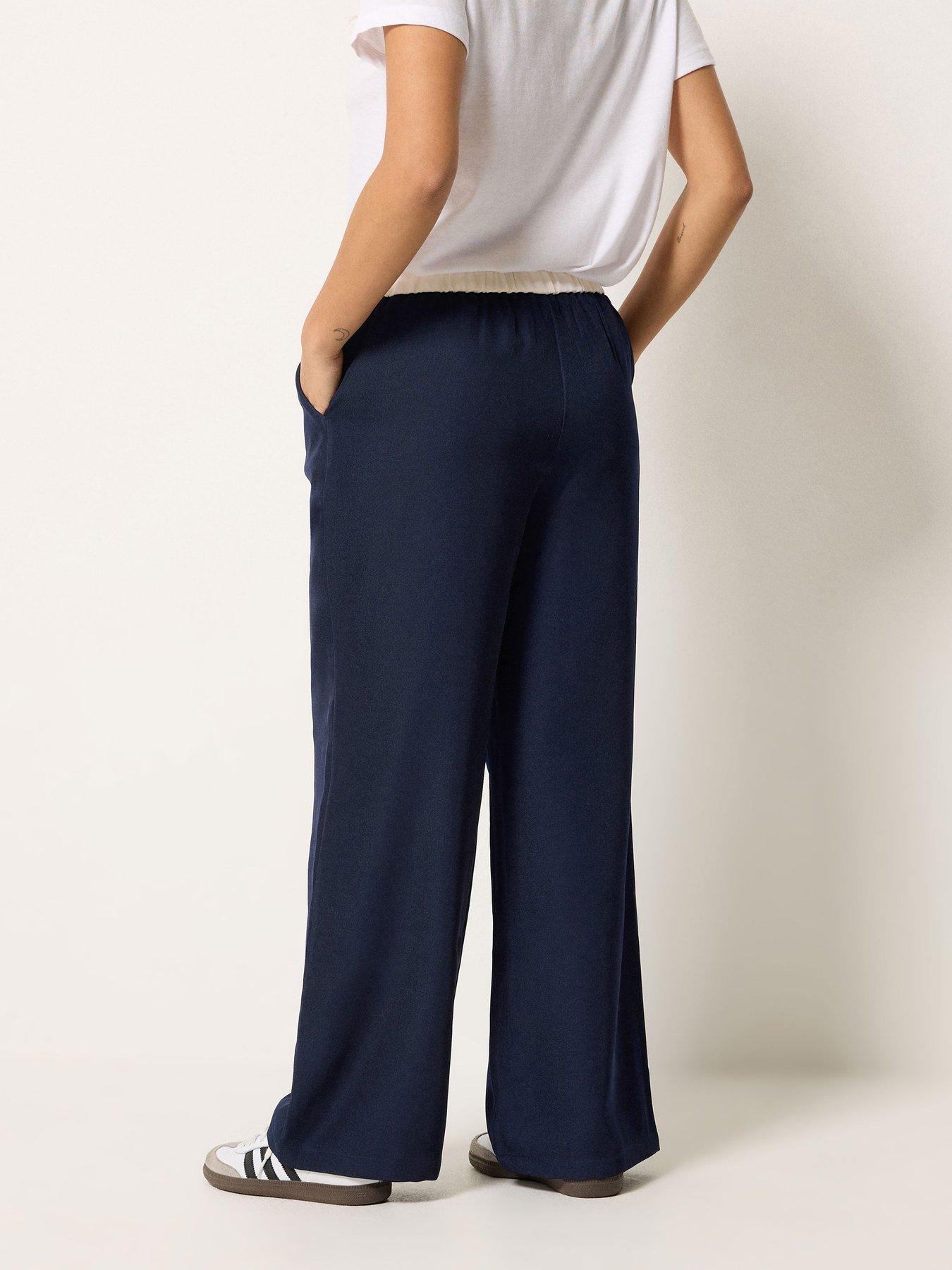  image of pixiegirl-petite-button-detail-wide-leg-trouser-blue