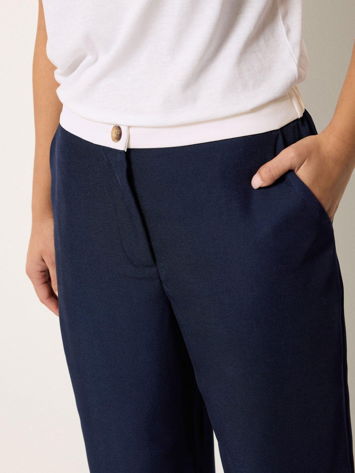  image of pixiegirl-petite-button-detail-wide-leg-trouser-blue