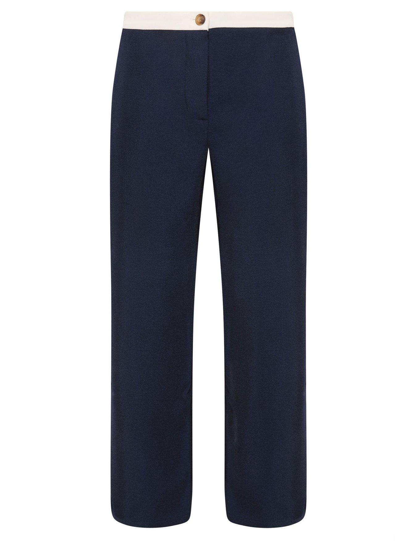  image of pixiegirl-petite-button-detail-wide-leg-trouser-blue