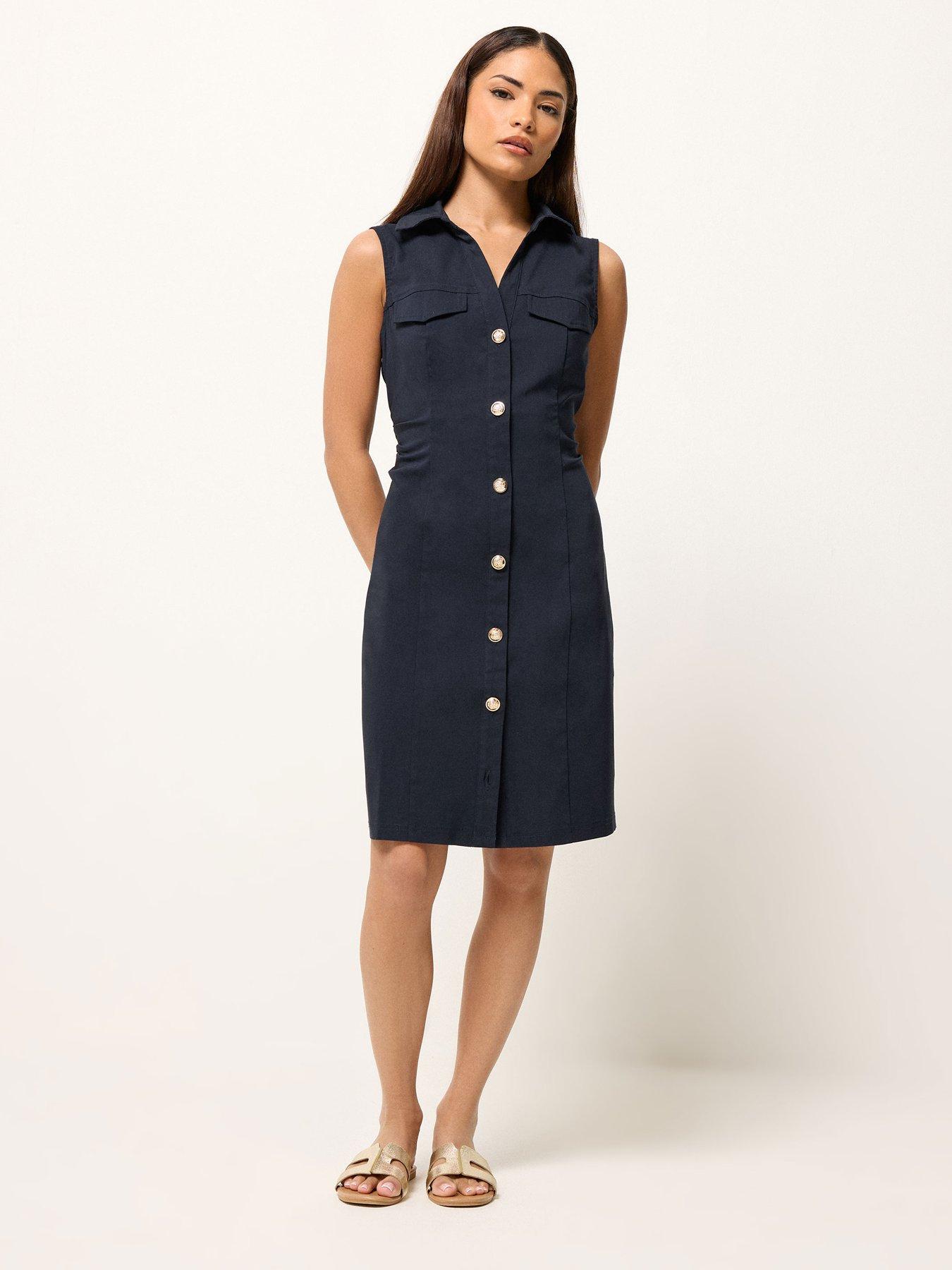 Image 3 of 5 of PixieGirl Petite Button Shirt Mini Dress