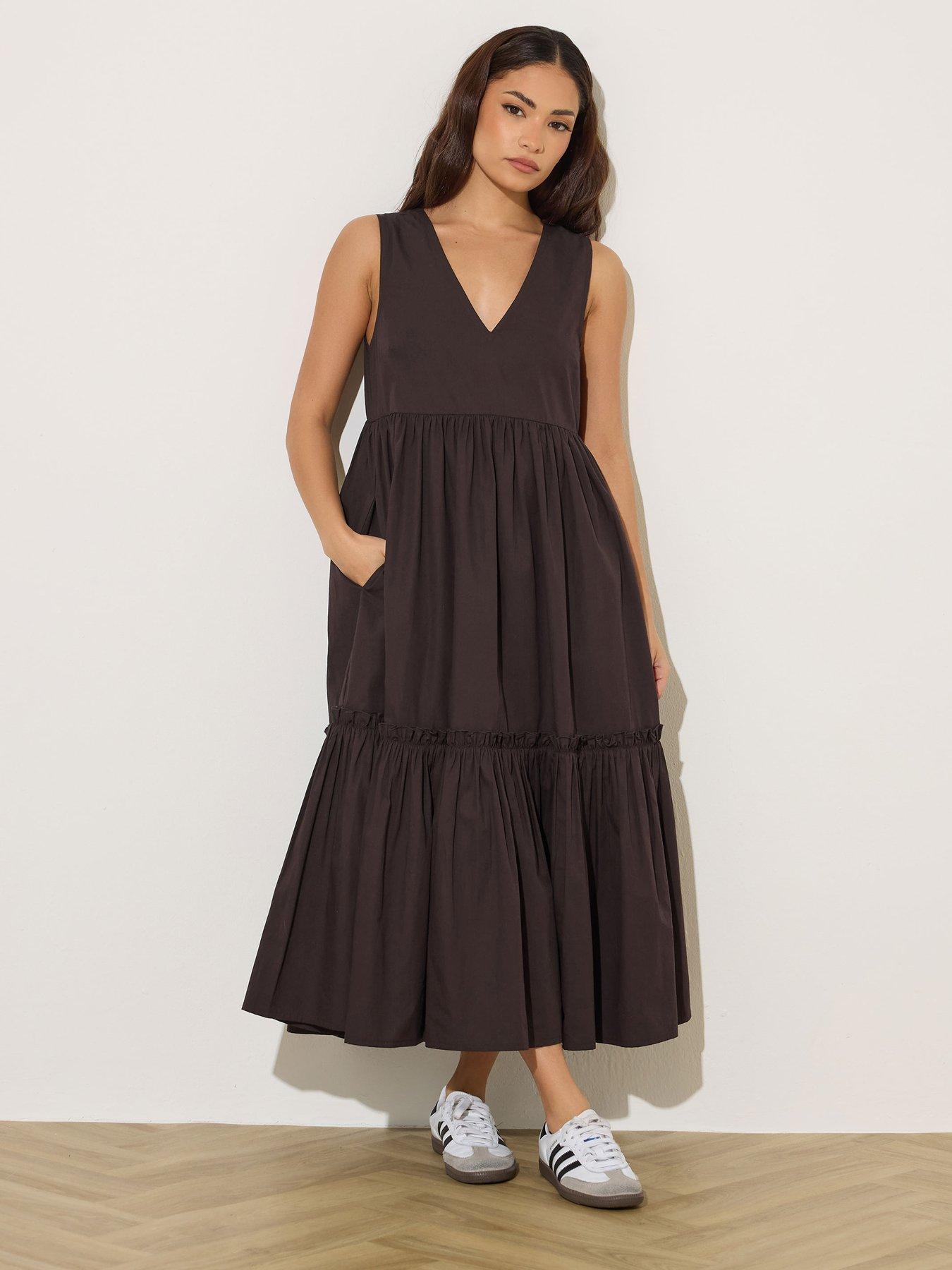 PixieGirl Petite Frill Tiered Midi Dress