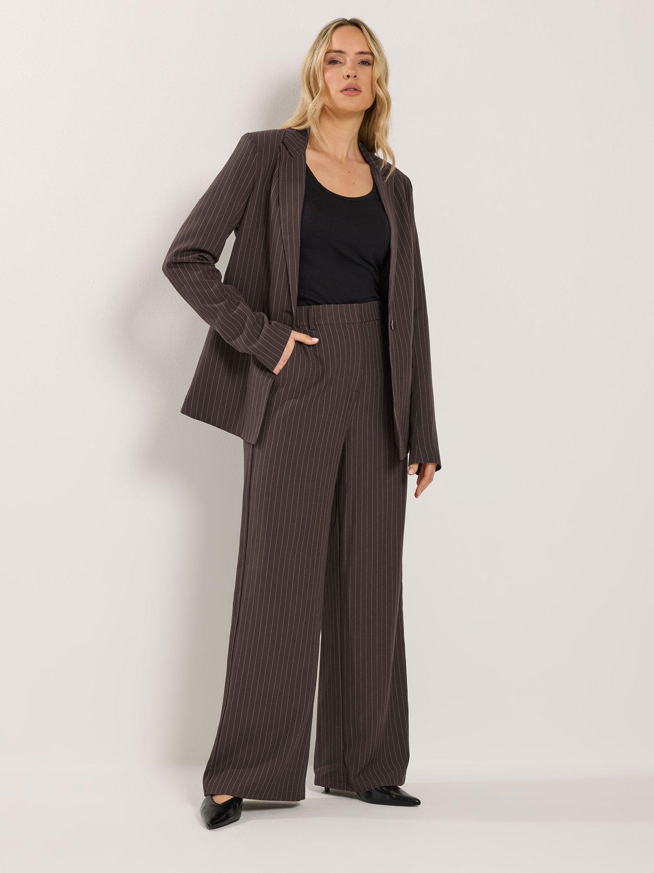  image of long-tall-sally-pinstripe-blazer-brown