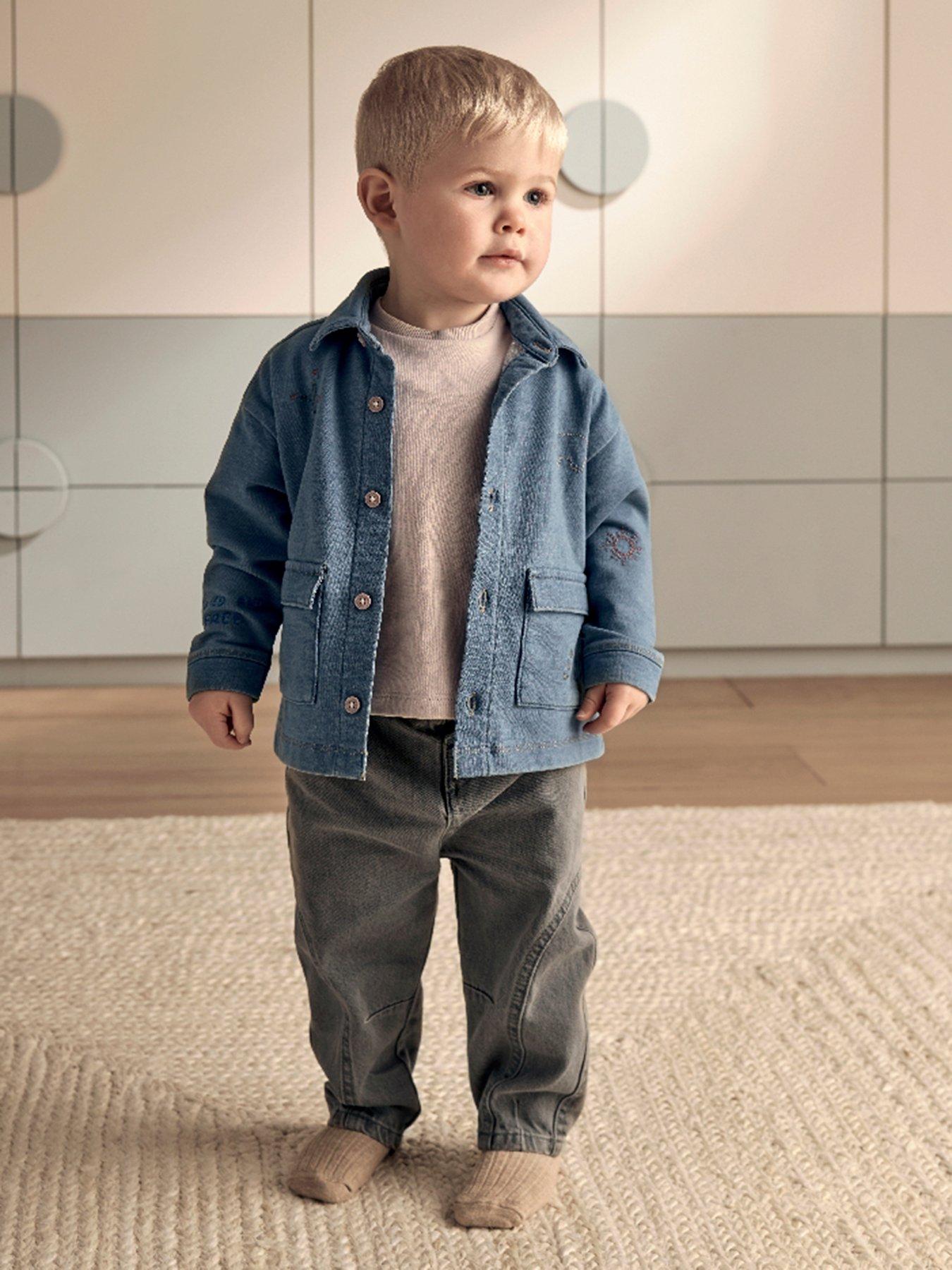 Mamas & Papas Baby Boys Denim Shacket  &  Tshirt Set - Blue