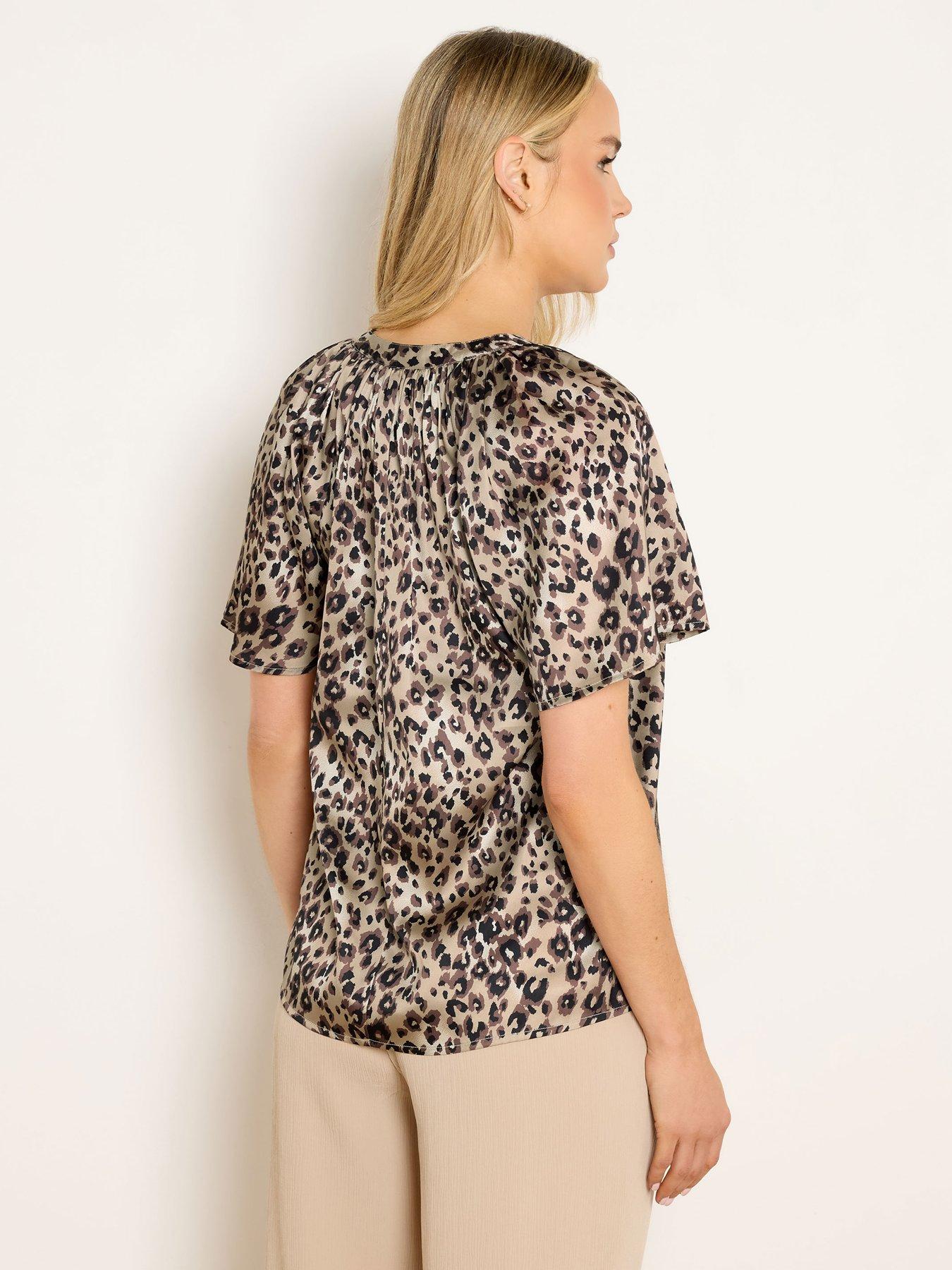 Image 2 of 5 of Long Tall Sally Satin V-Neck Top - Brown