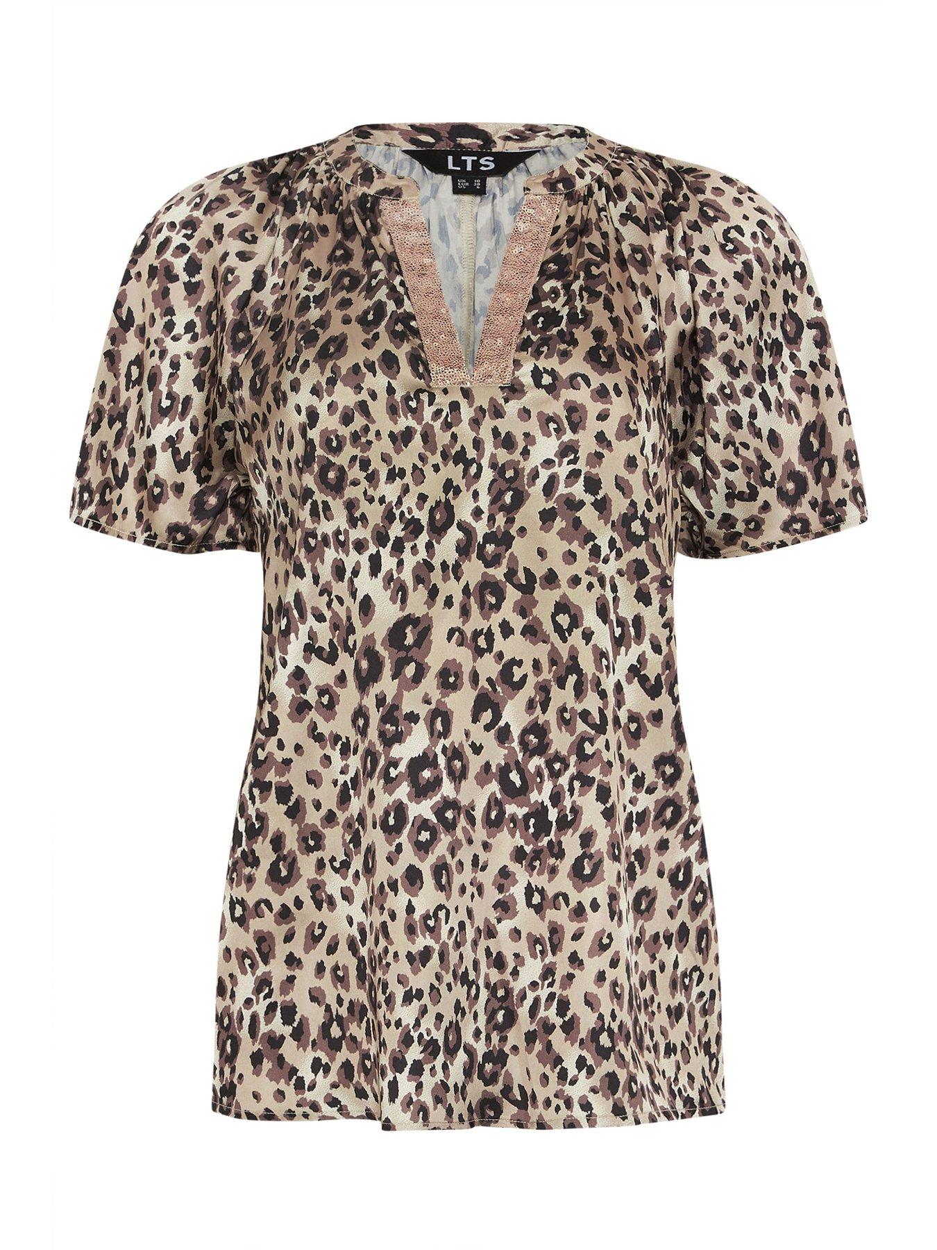 Image 5 of 5 of Long Tall Sally Satin V-Neck Top - Brown