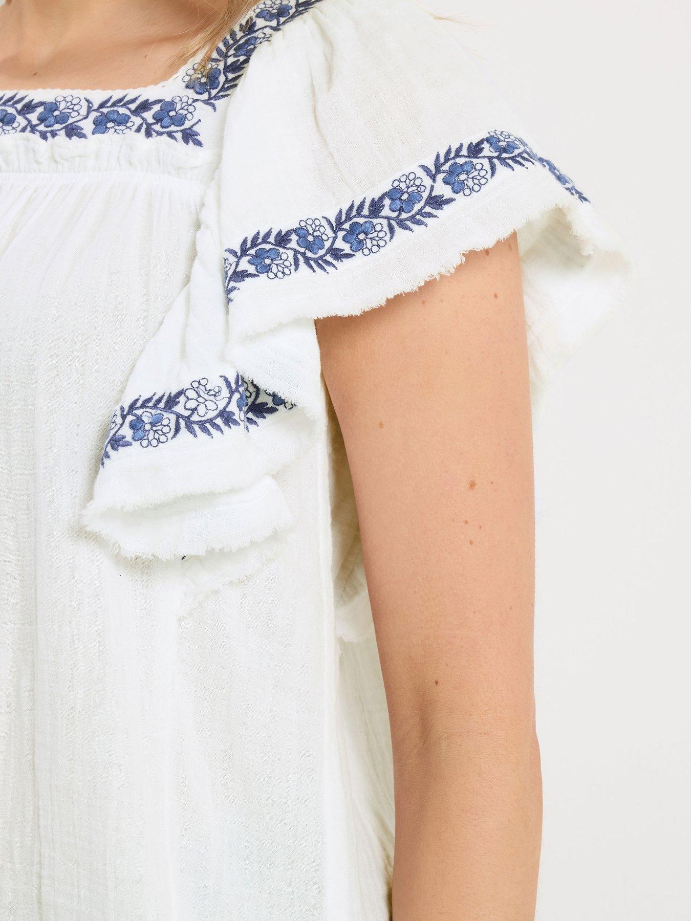  image of long-tall-sally-embroidered-square-neck-top-white