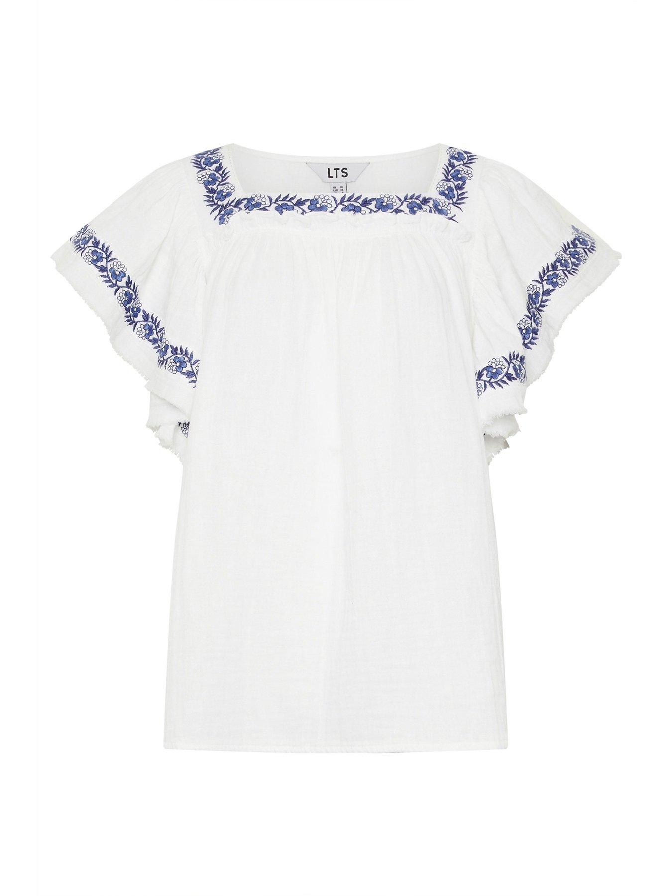  image of long-tall-sally-embroidered-square-neck-top-white