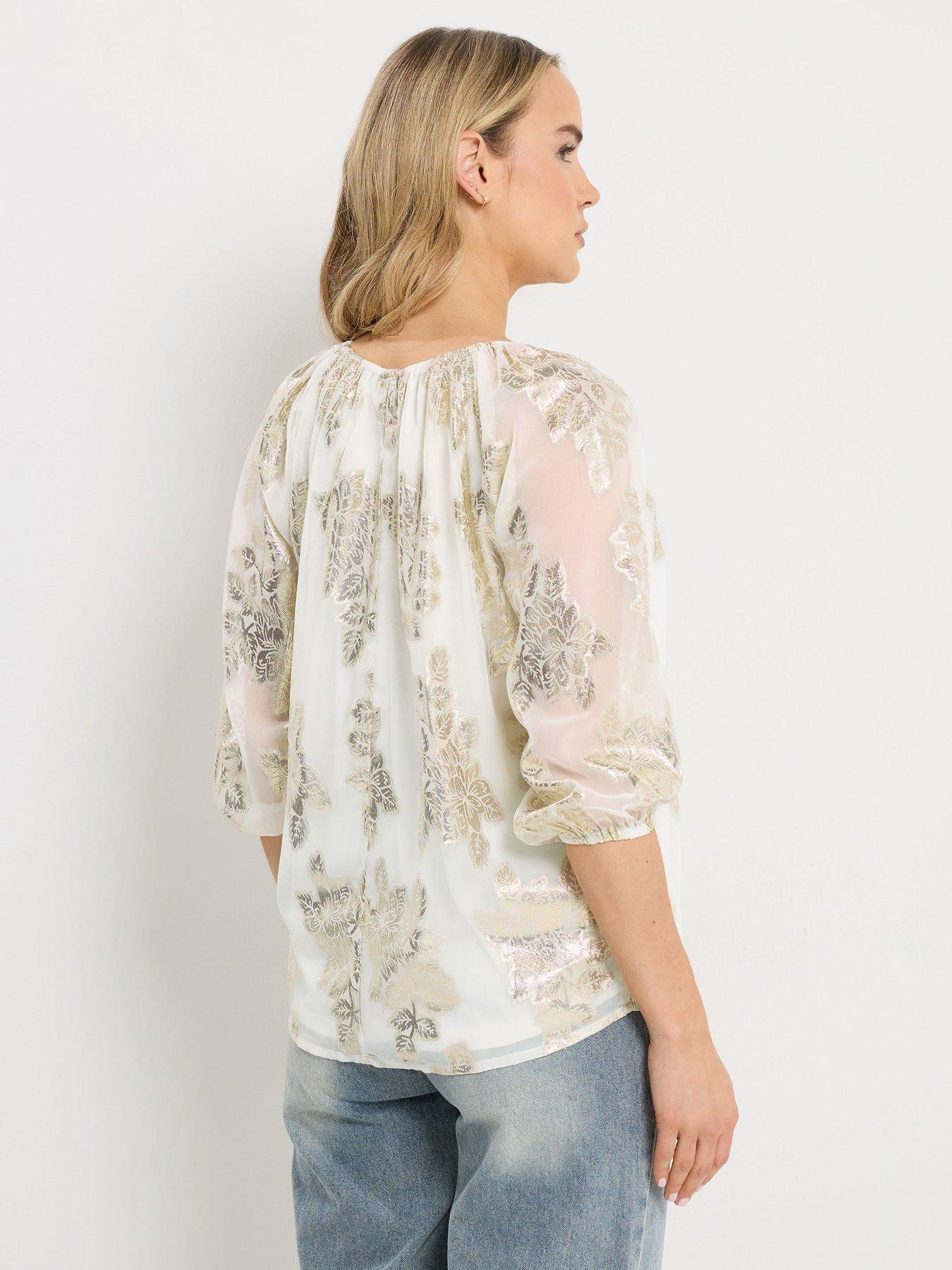  image of long-tall-sally-metallic-boho-blouse-white