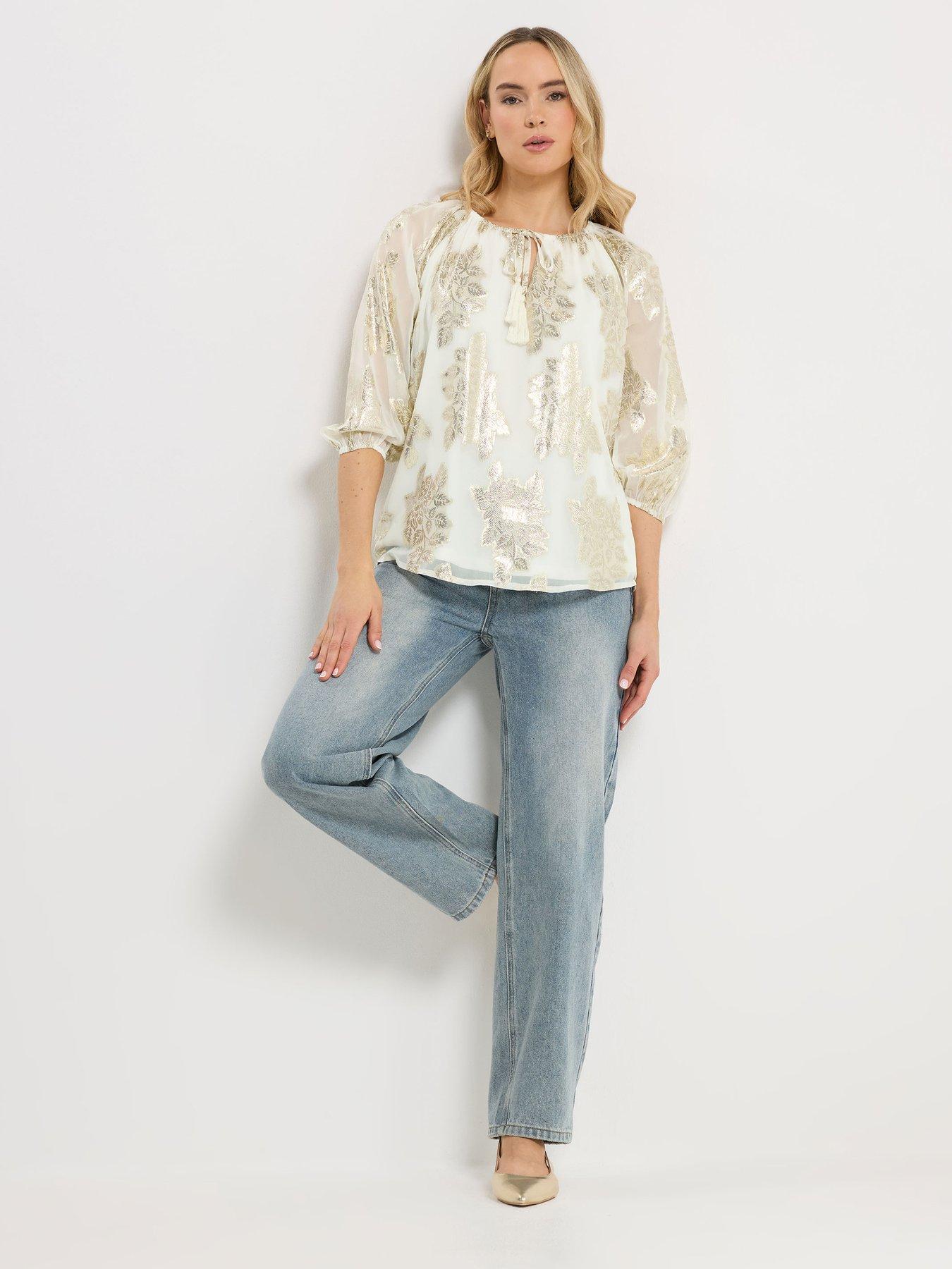  image of long-tall-sally-metallic-boho-blouse-white