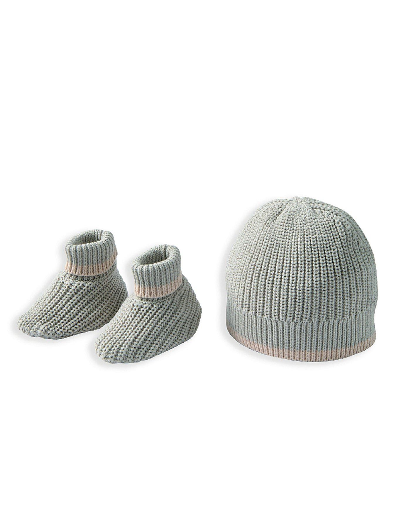 Image 2 of 2 of Mamas & Papas Baby Boys Knitted Hat &amp; Booties Set - Grey