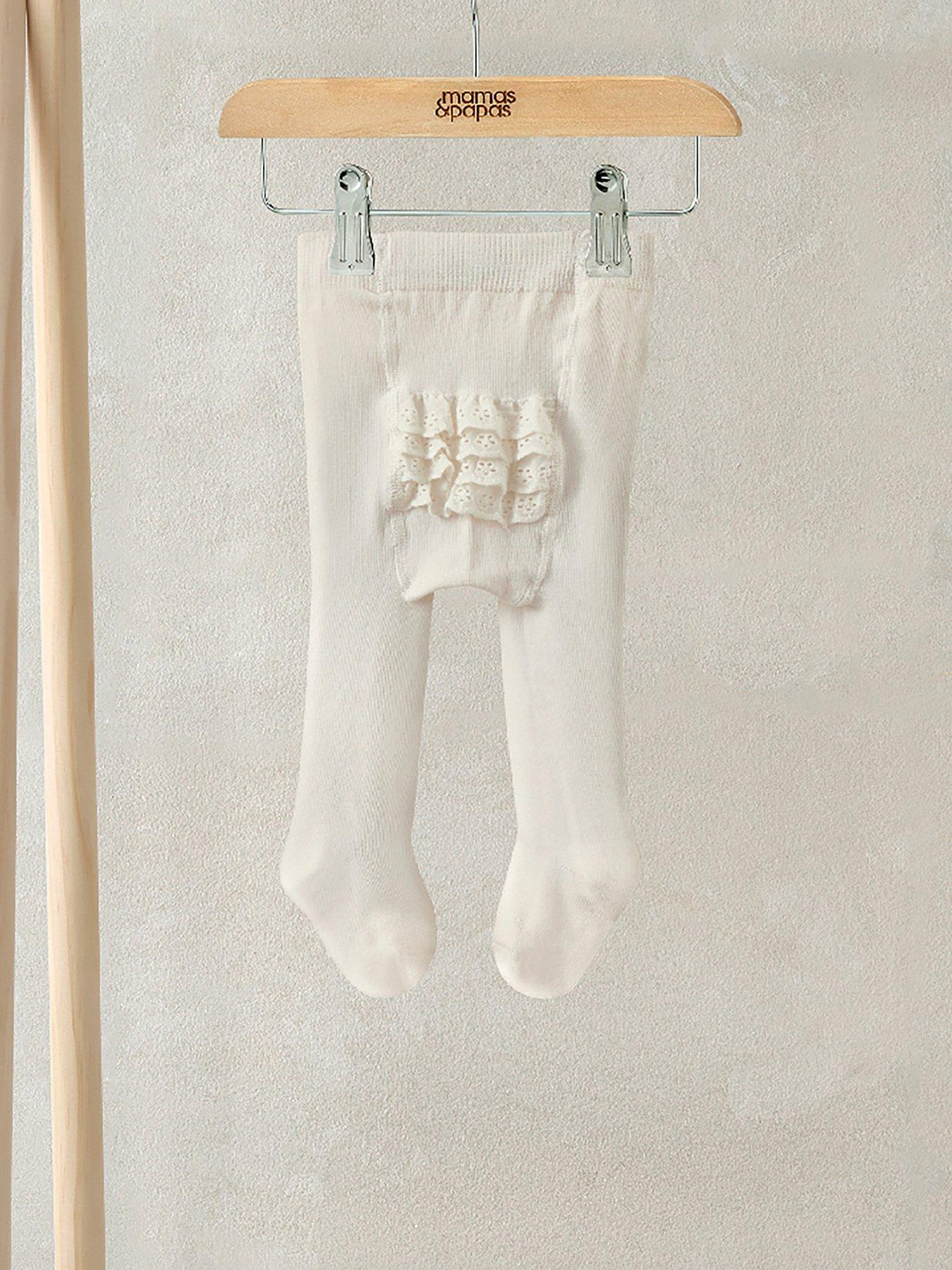 Image 1 of 2 of Mamas & Papas Baby Girls Frilly Bum Tights - Cream