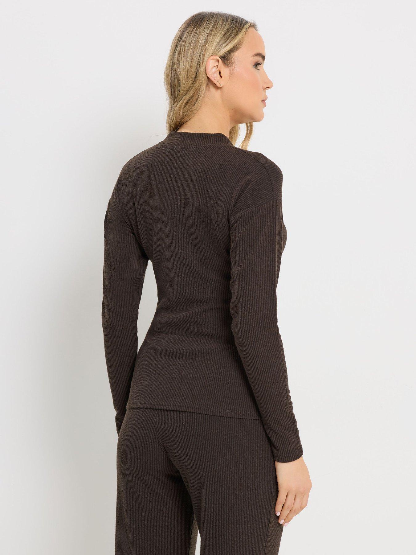  image of long-tall-sally-button-front-top-brown