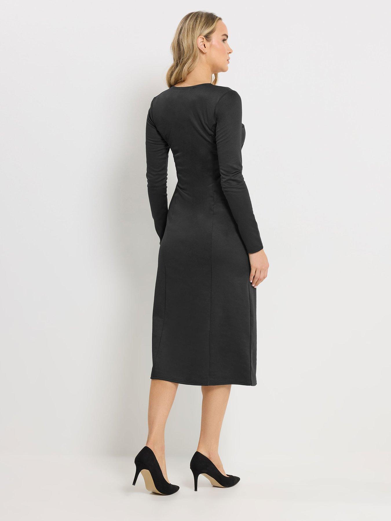 Image 2 of 5 of Long Tall Sally Button Wrap Midi Dress - Black
