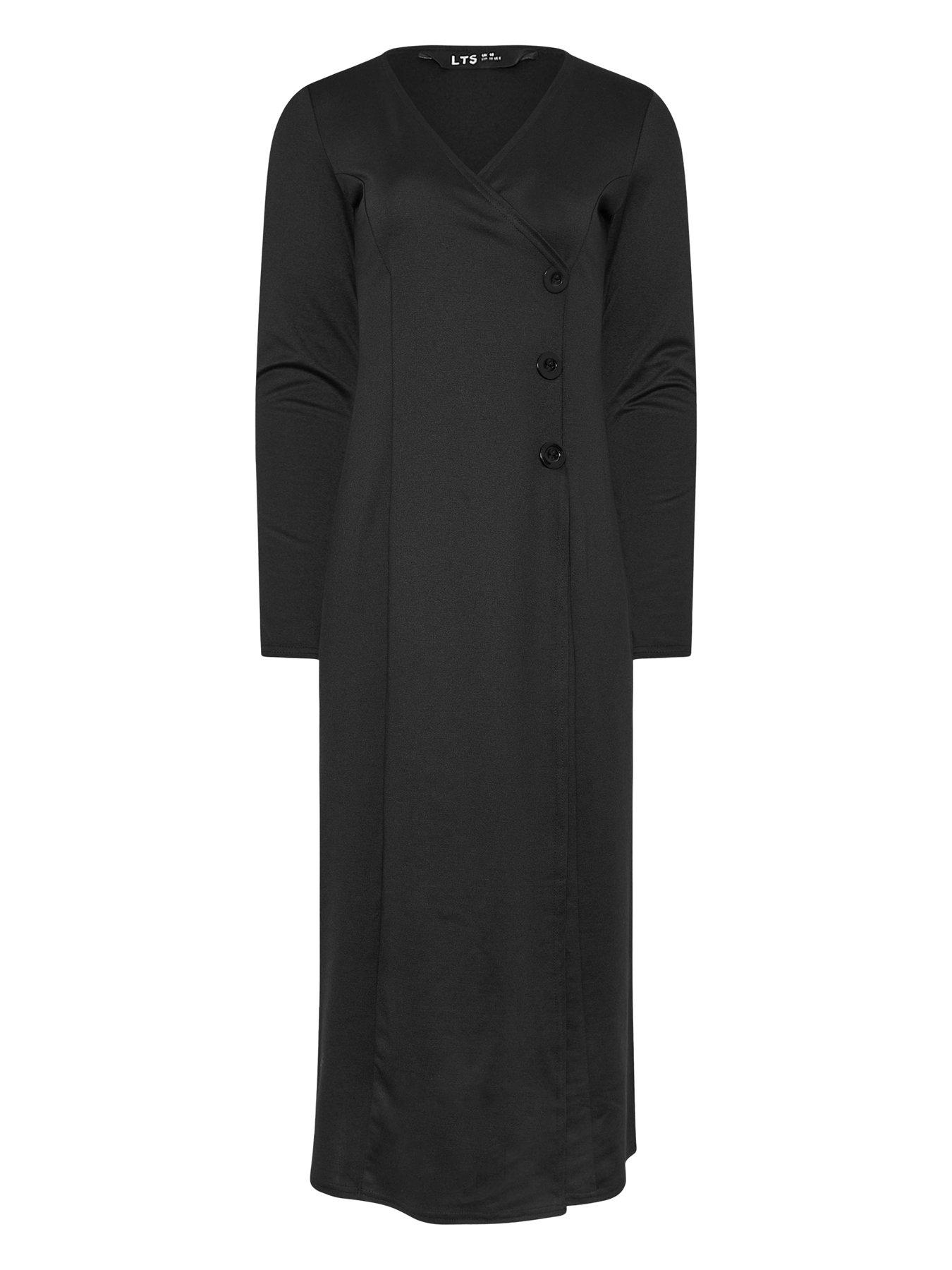 Image 5 of 5 of Long Tall Sally Button Wrap Midi Dress - Black